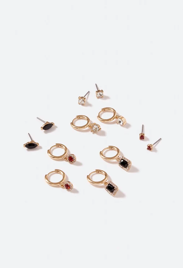 6-Pair Pack Gwen Glass Stones Mix Earrings - Image 3