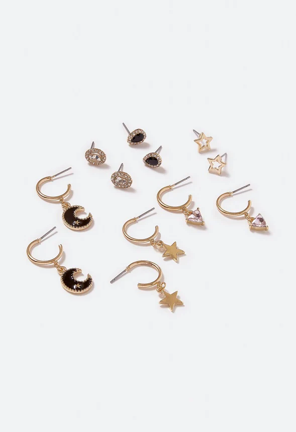 6-Pair Pack Linda Celestial Glass Stones Mix Earri - Image 3