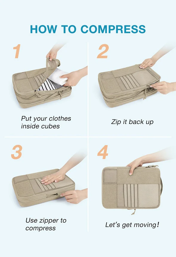 6 PCS Compression Travel Packing Cubes for Suitcas - Image 3