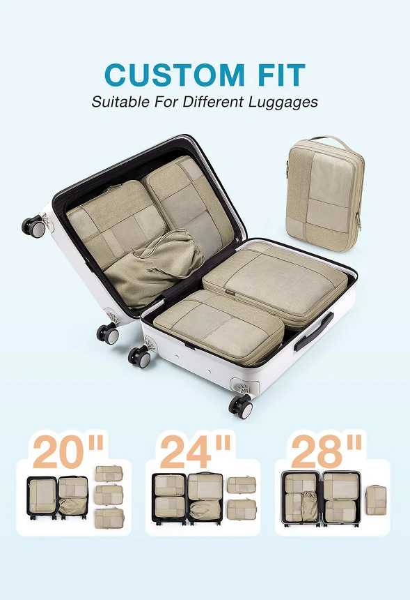 6 PCS Compression Travel Packing Cubes for Suitcas - Image 6