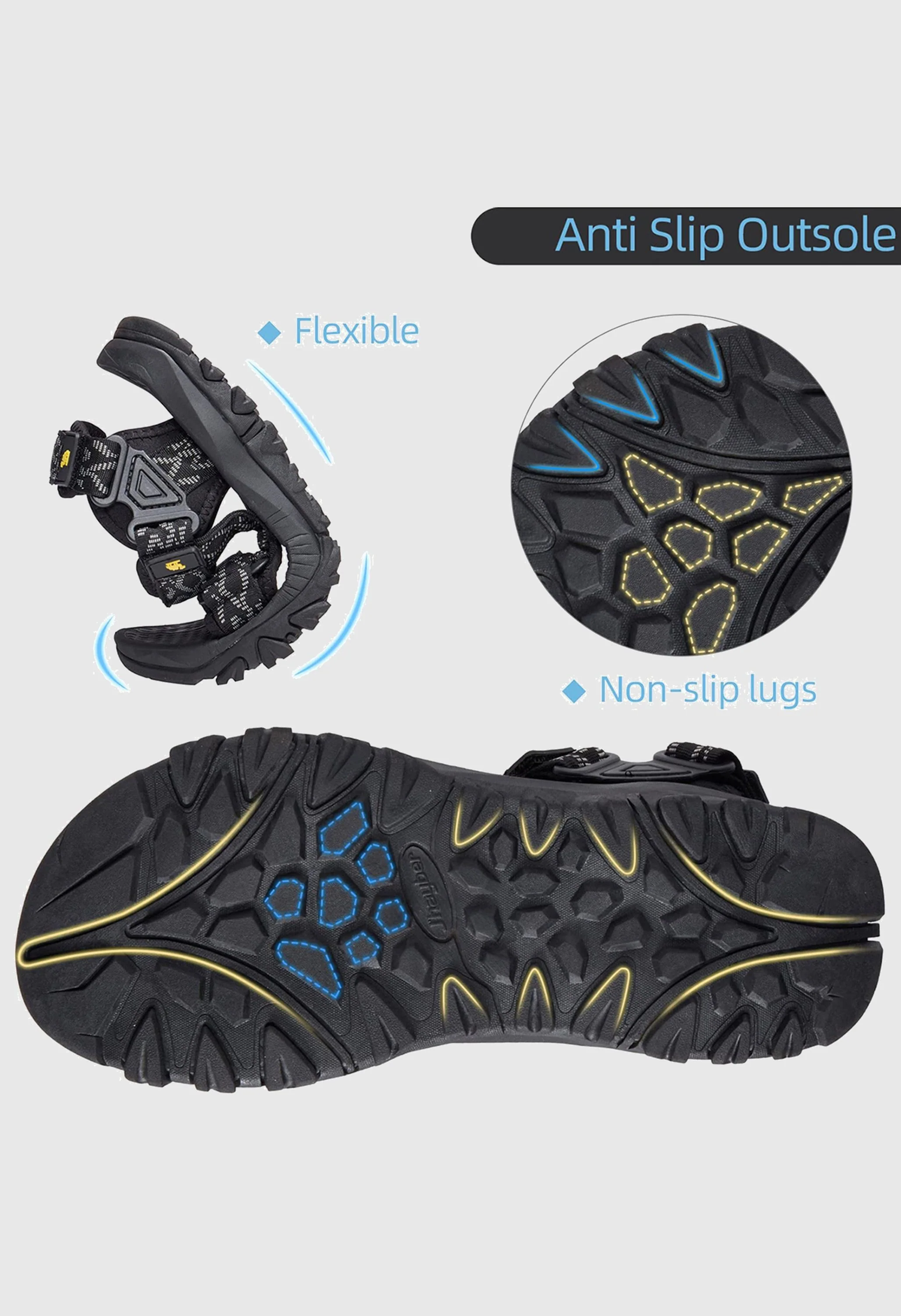 CAMEL CROWN Men's Summer Black Sports Open Toe Outdoor Sandals - Image 3