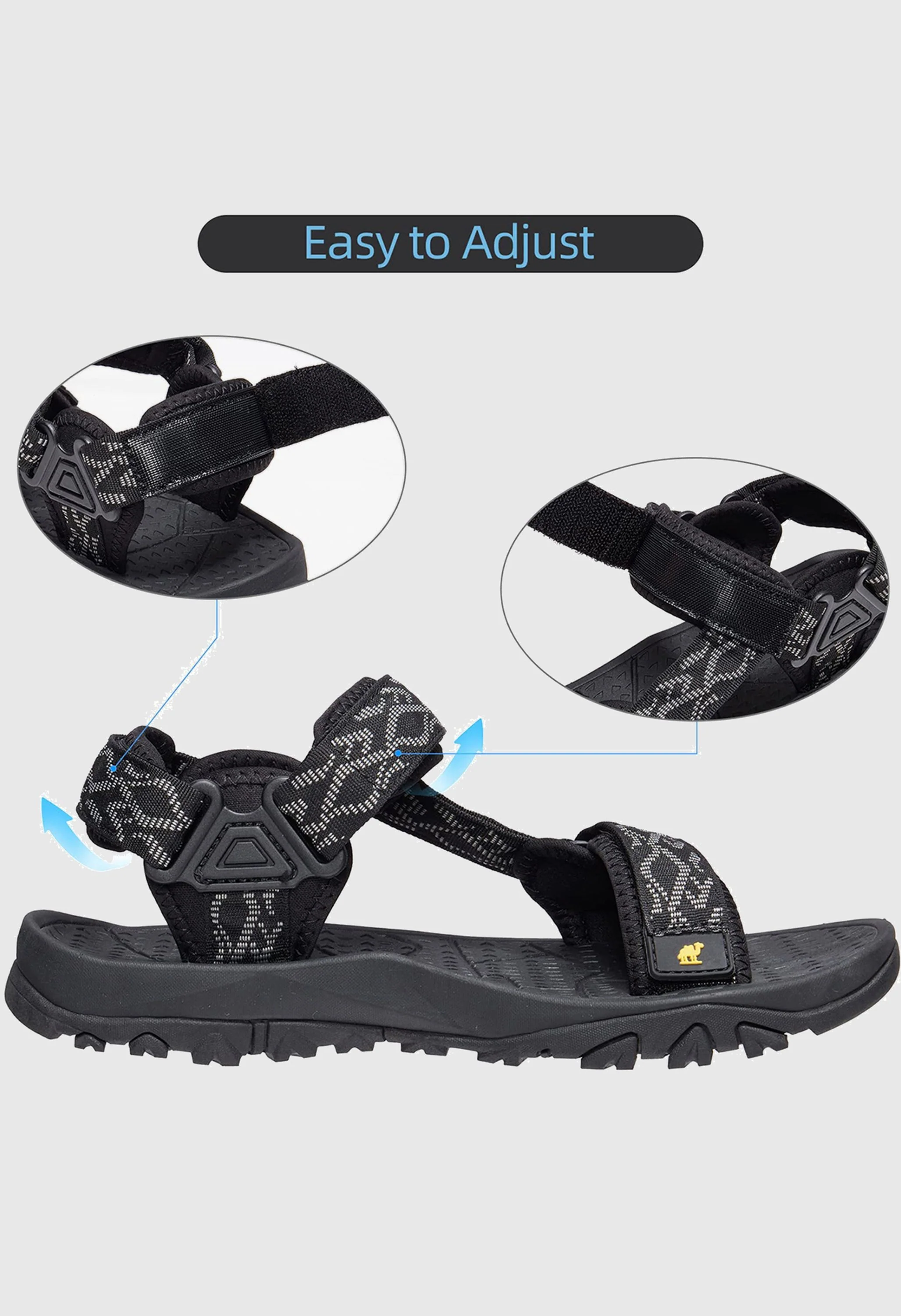 CAMEL CROWN Men's Summer Black Sports Open Toe Outdoor Sandals - Image 4