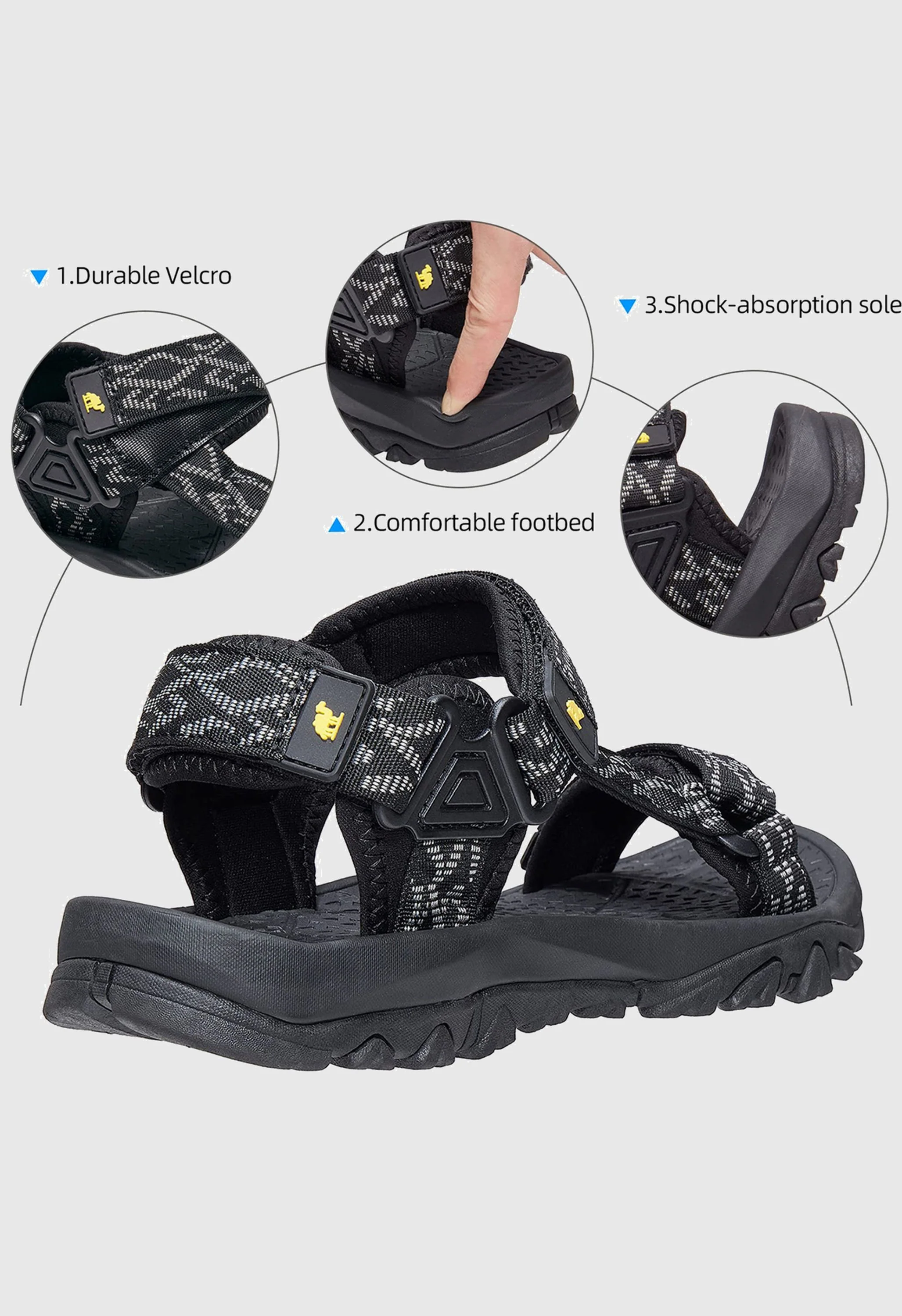 CAMEL CROWN Men's Summer Black Sports Open Toe Outdoor Sandals - Image 5