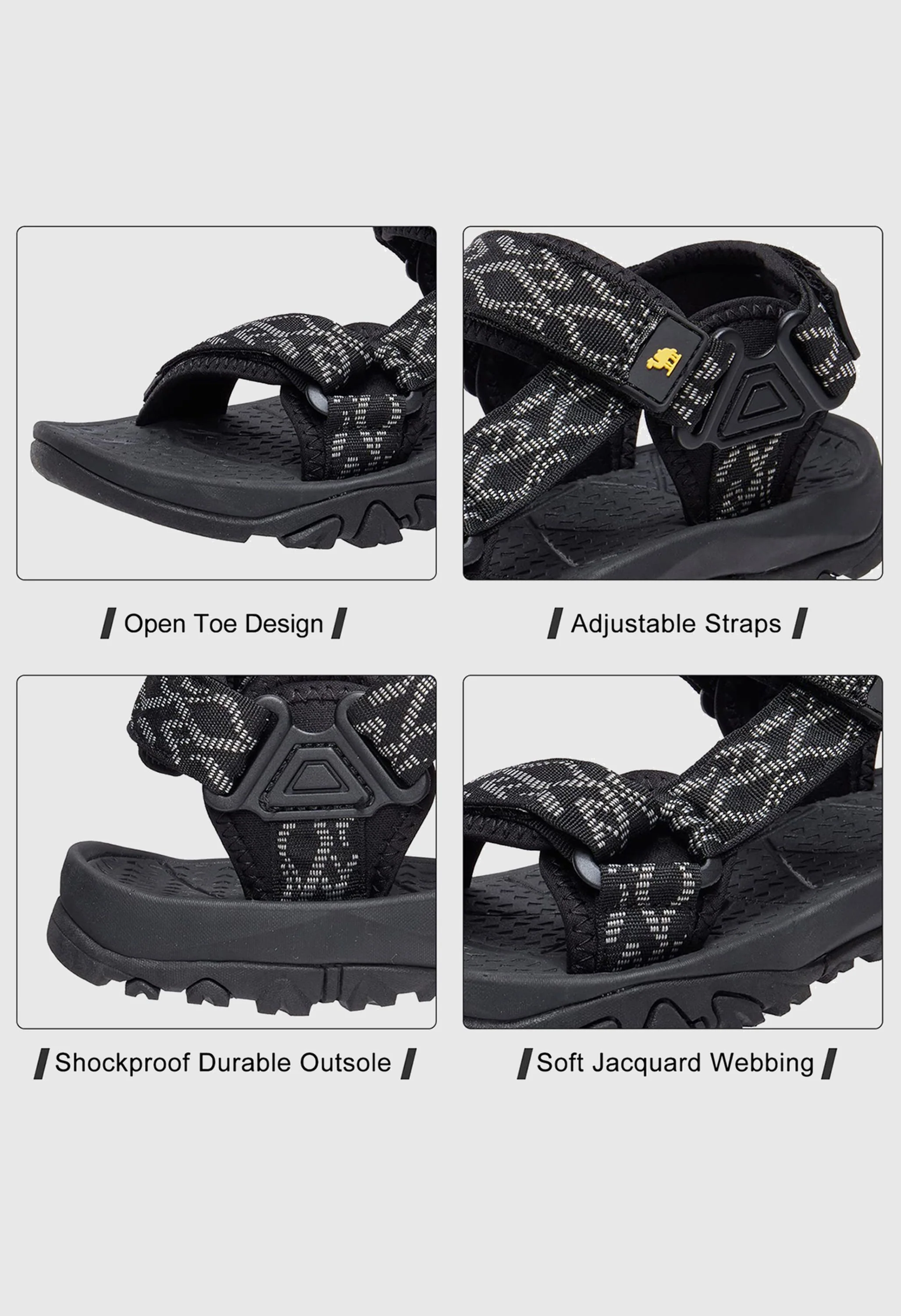 CAMEL CROWN Men's Summer Black Sports Open Toe Outdoor Sandals - Image 6