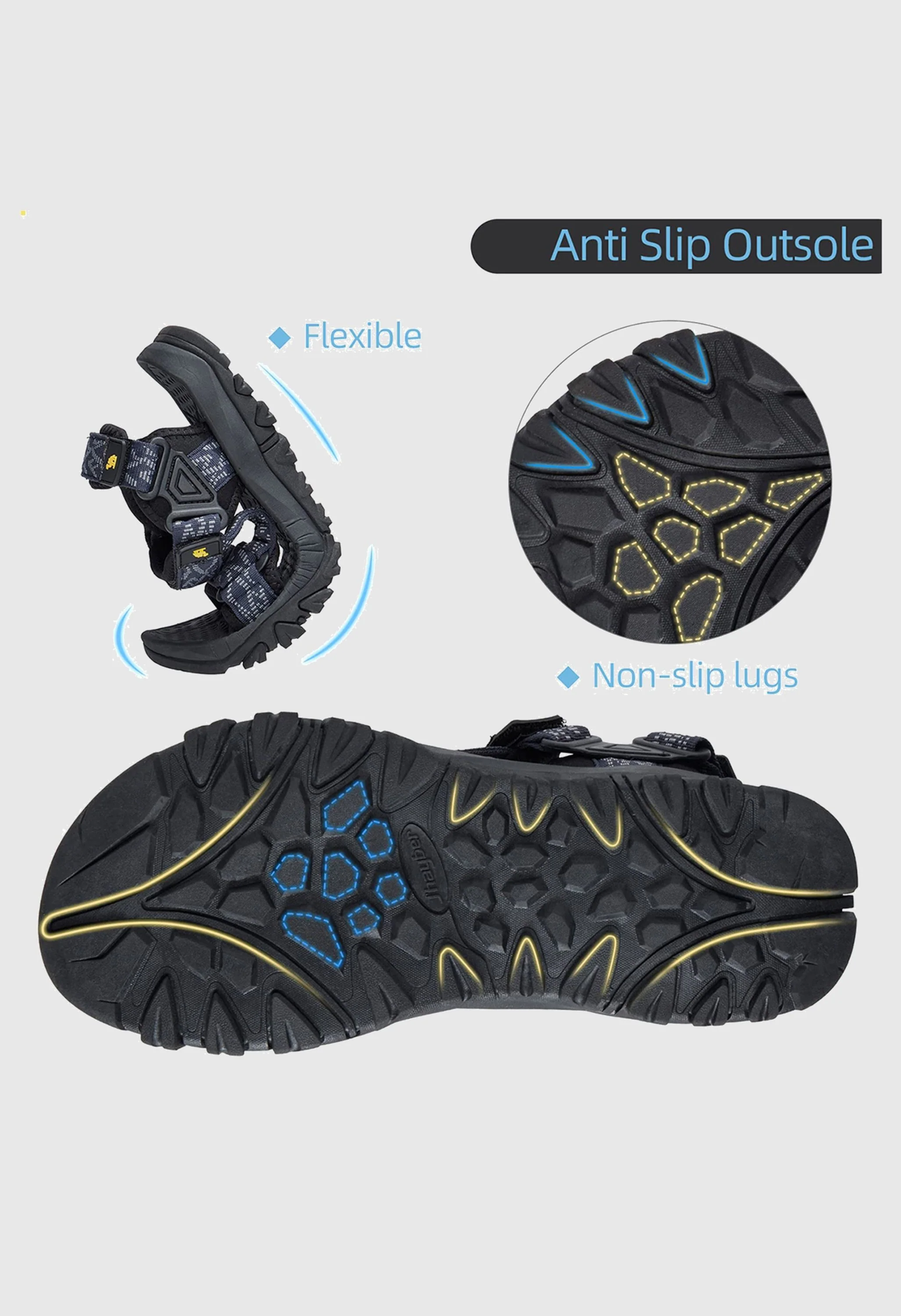 CAMEL CROWN Men's Summer Blue Sports Open Toe Outdoor Sandals - Image 3