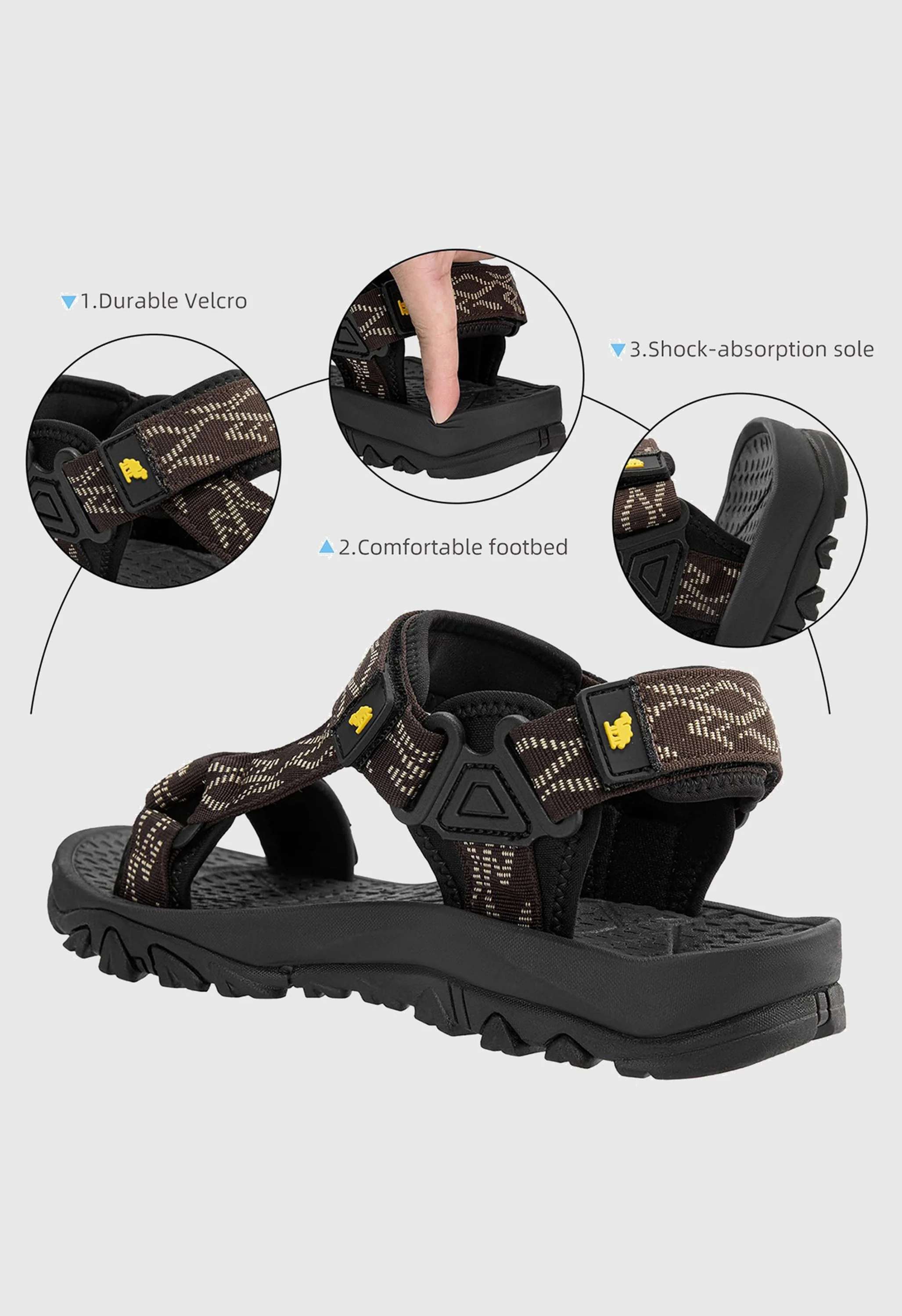 CAMEL CROWN Men's Summer Brown Sports Open Toe Outdoor Sandals - Image 5