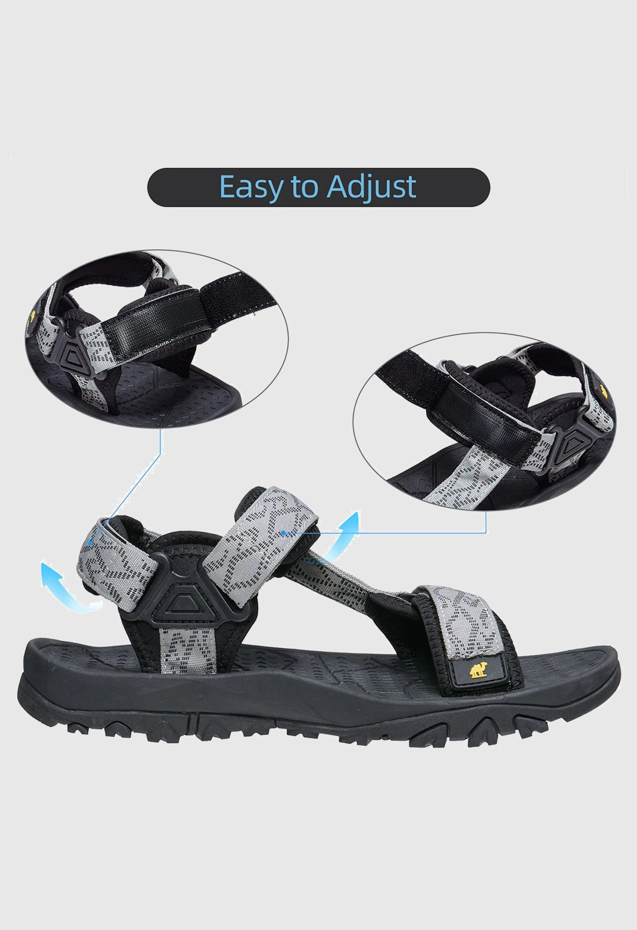 CAMEL CROWN Men's Summer Gray Sports Open Toe Outdoor Sandals - Image 4