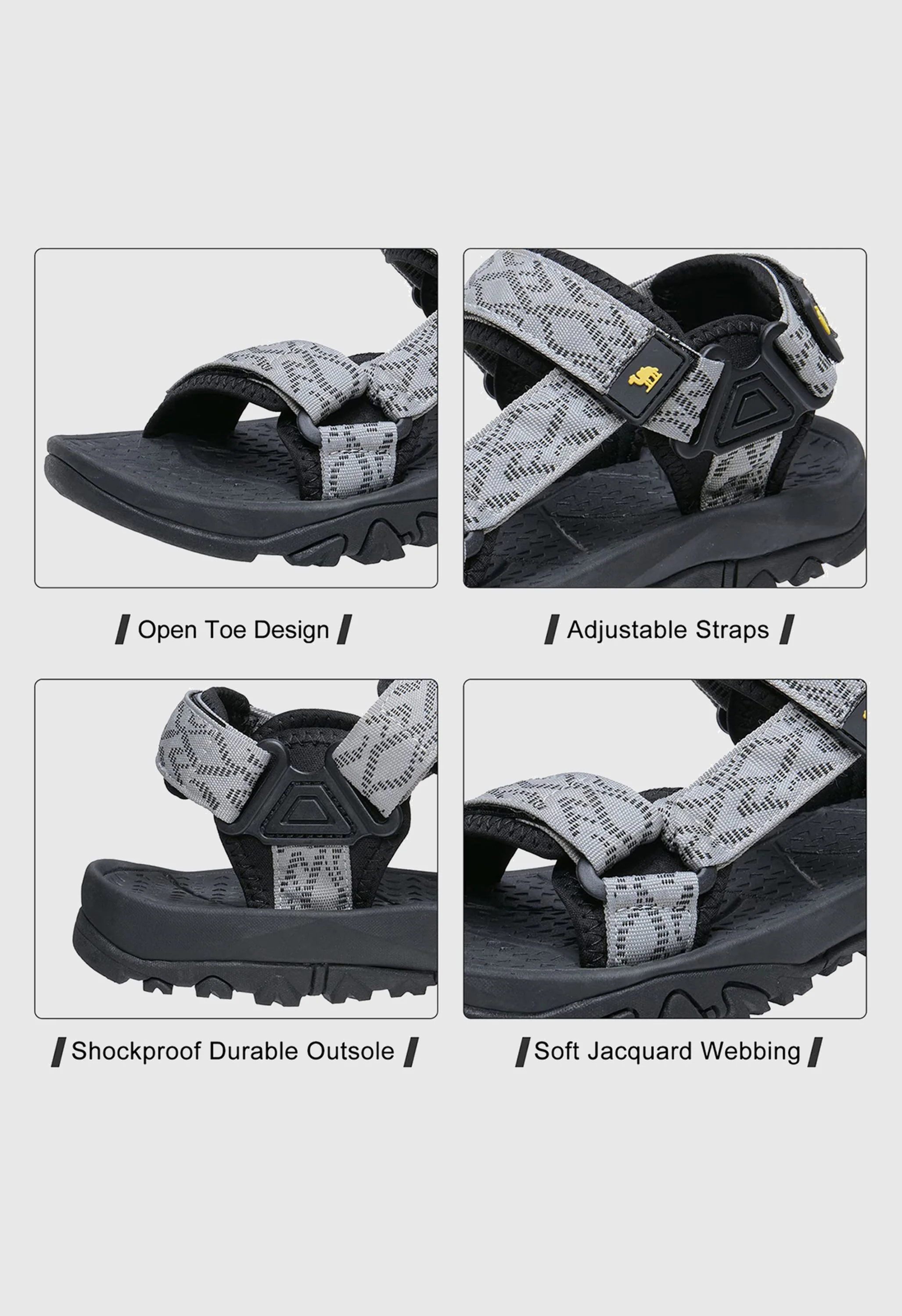 CAMEL CROWN Men's Summer Gray Sports Open Toe Outdoor Sandals - Image 6