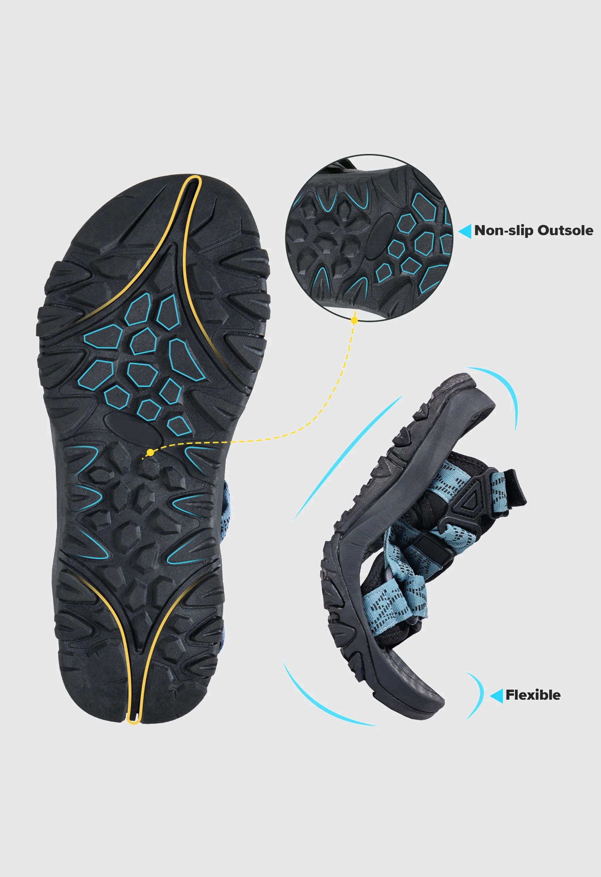 CAMEL CROWN Men's Summer Blue Sports Open Toe Outdoor Sandals - Image 4