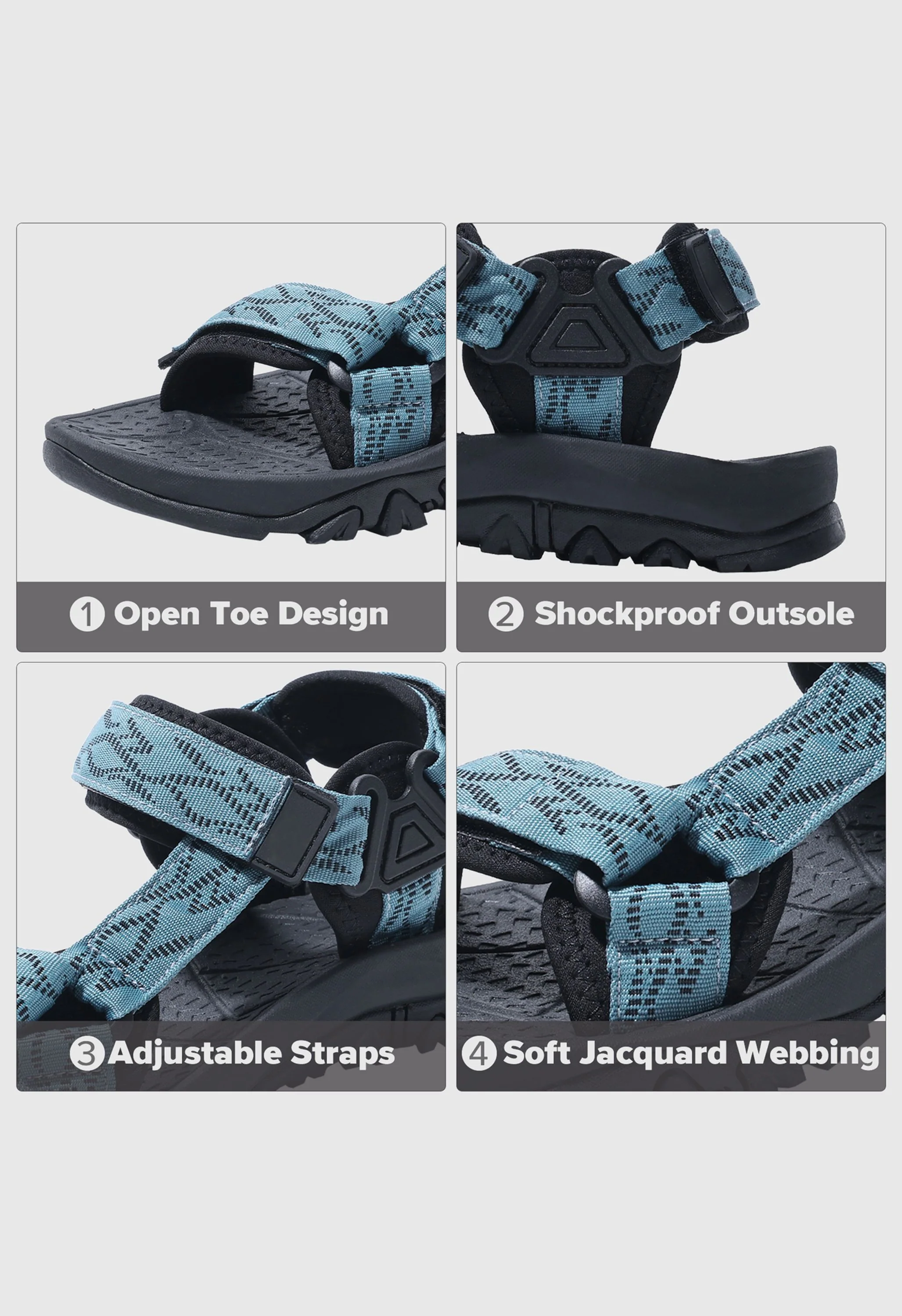 CAMEL CROWN Men's Summer Blue Sports Open Toe Outdoor Sandals - Image 7