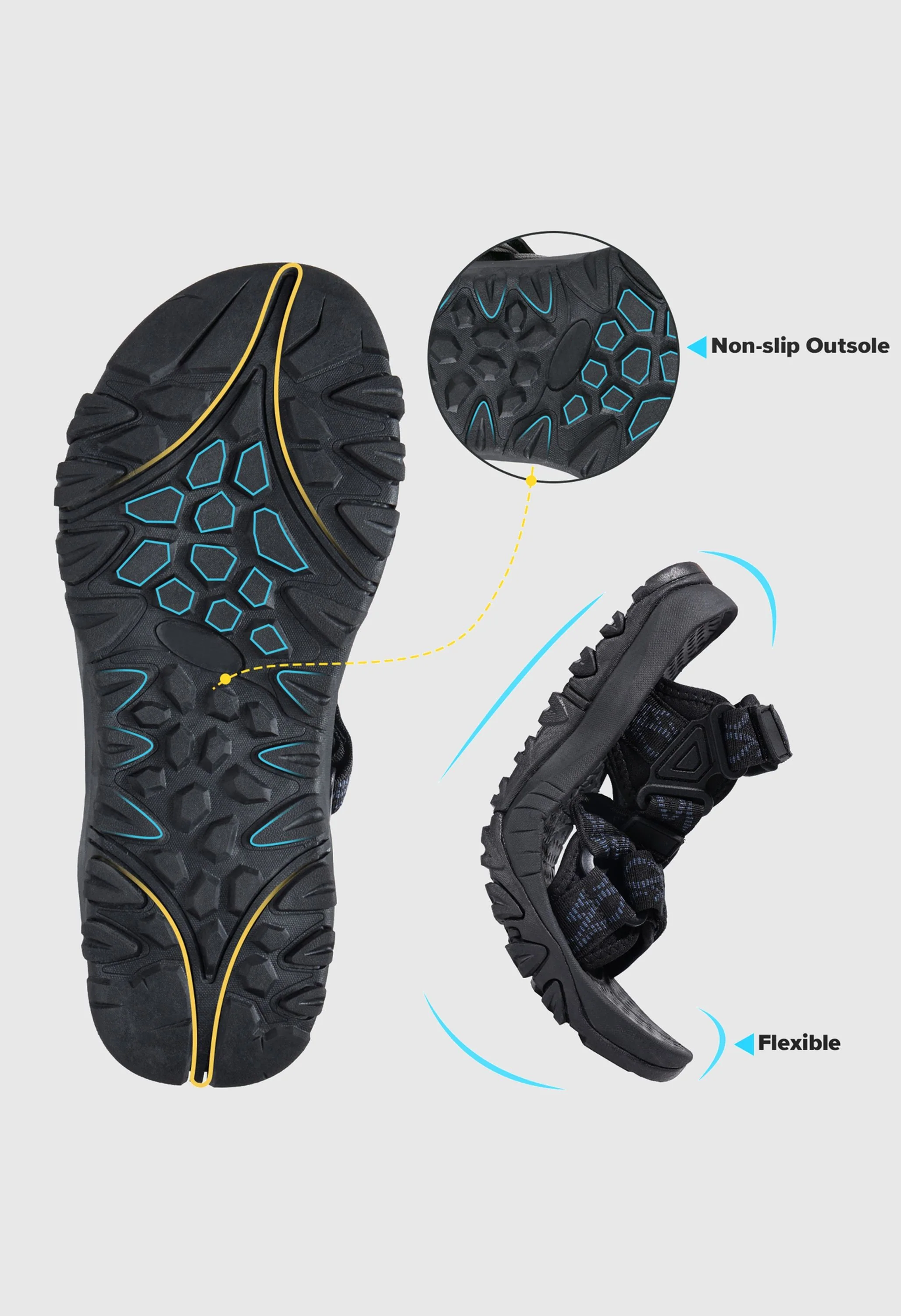 CAMEL CROWN Men's Summer Blue Sports Open Toe Outdoor Sandals - Image 4