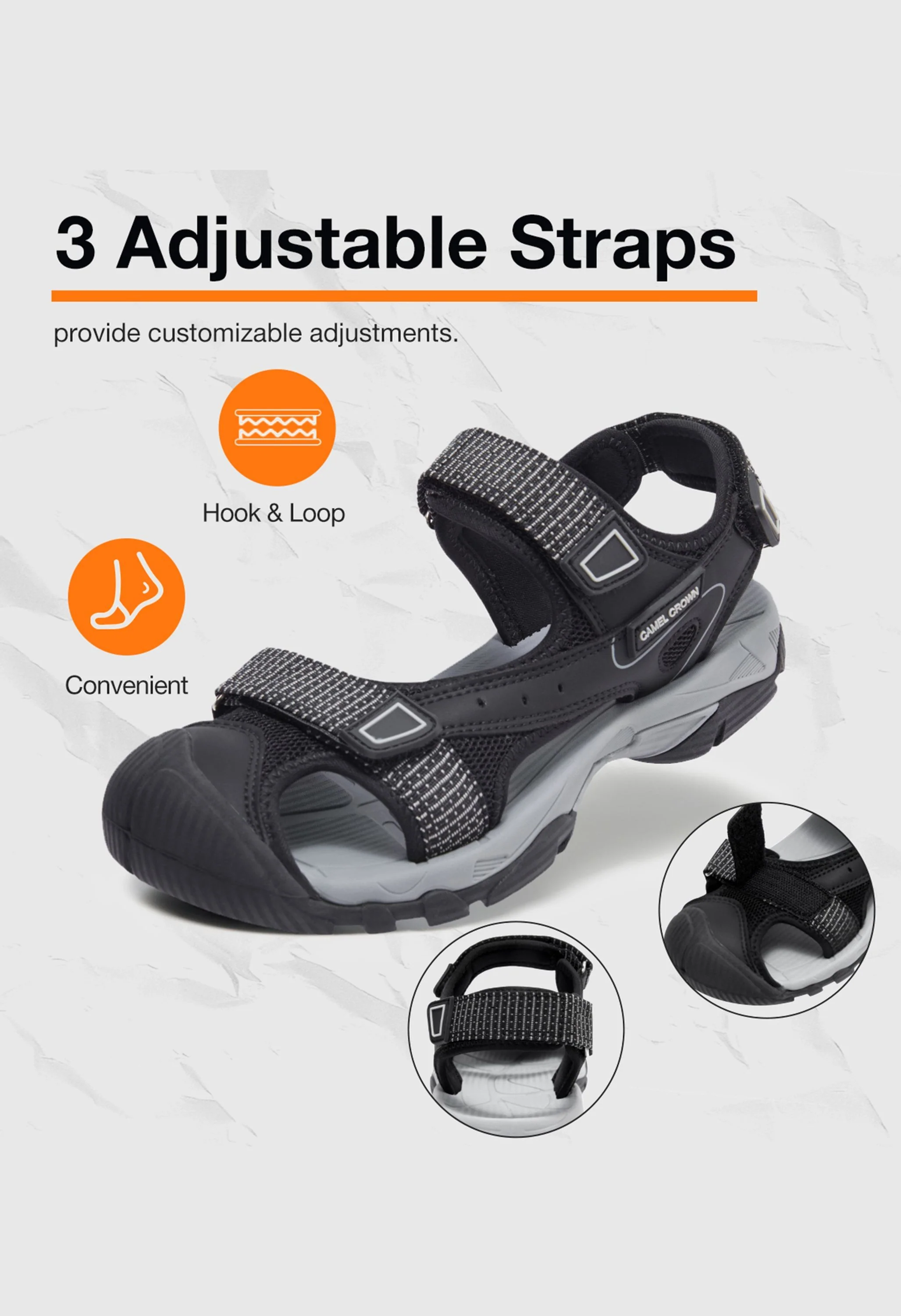 CAMEL CROWN Women's Summer Black Sports Outdoor Sandals - Image 6