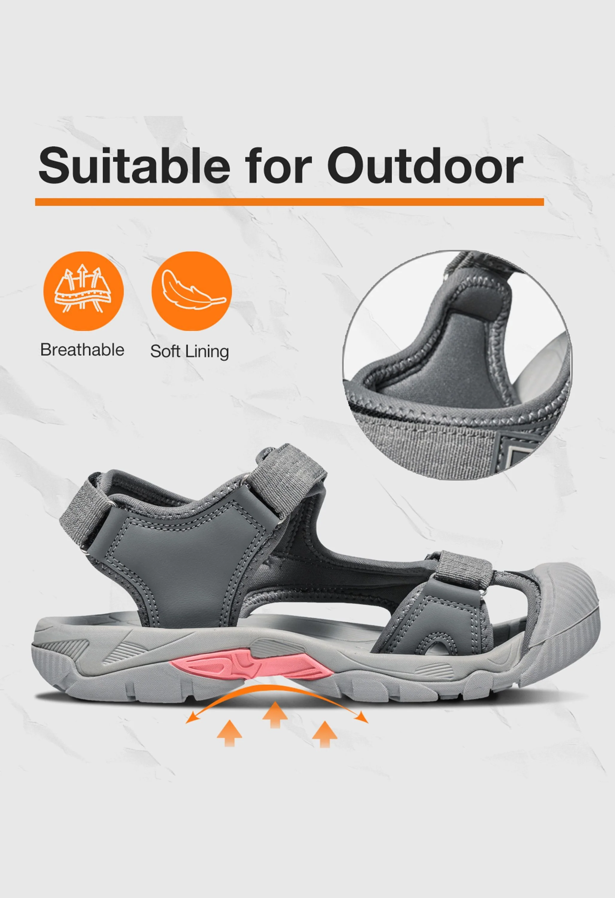 CAMEL CROWN Women's Summer Gray Sports Outdoor Sandals - Image 5
