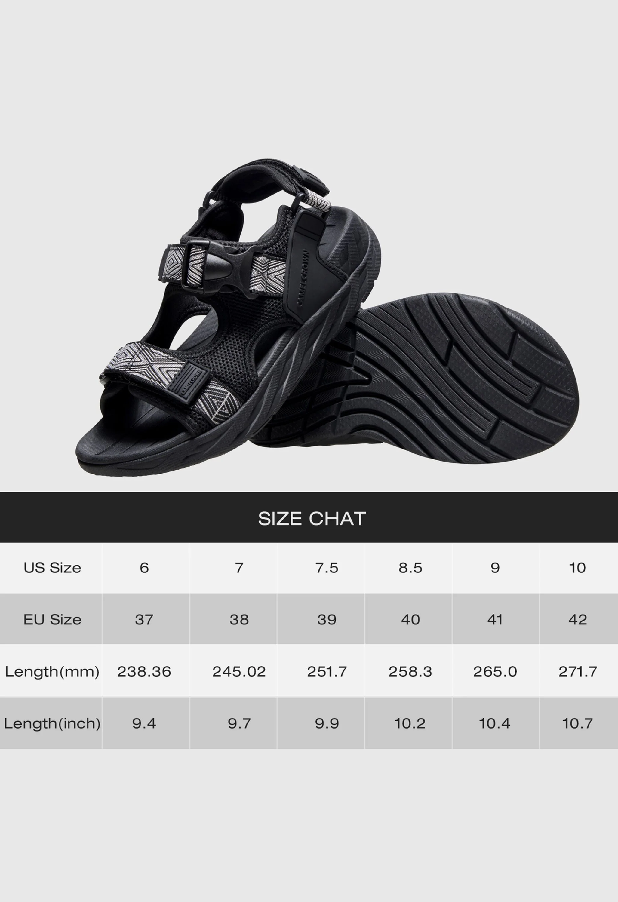 CAMEL CROWN Women's Summer Black/White Sports Open Toe Outdoor Sandals - Image 6