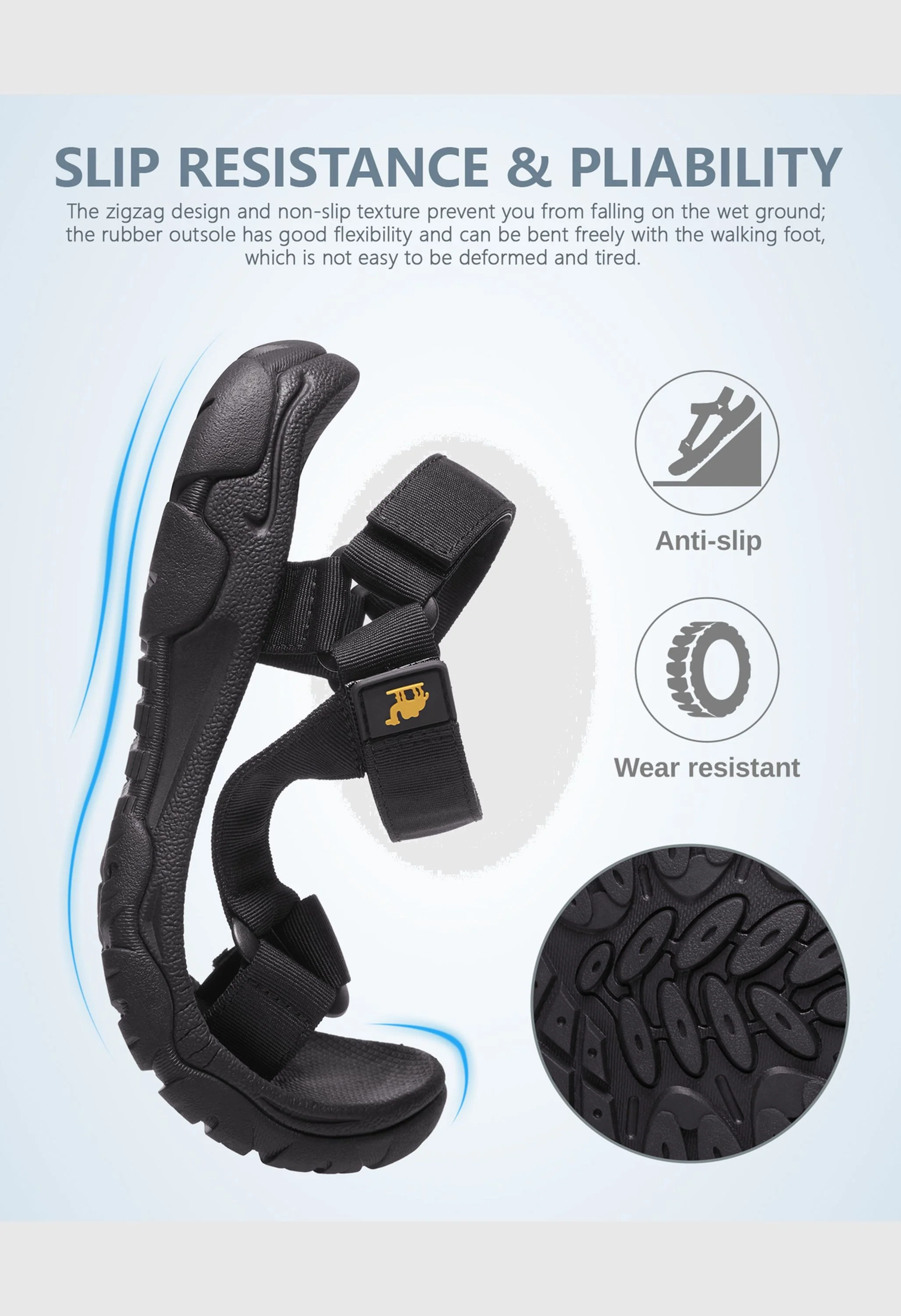 CAMEL CROWN Men's Summer Black Sports Open Toe Outdoor Sandals - Image 5