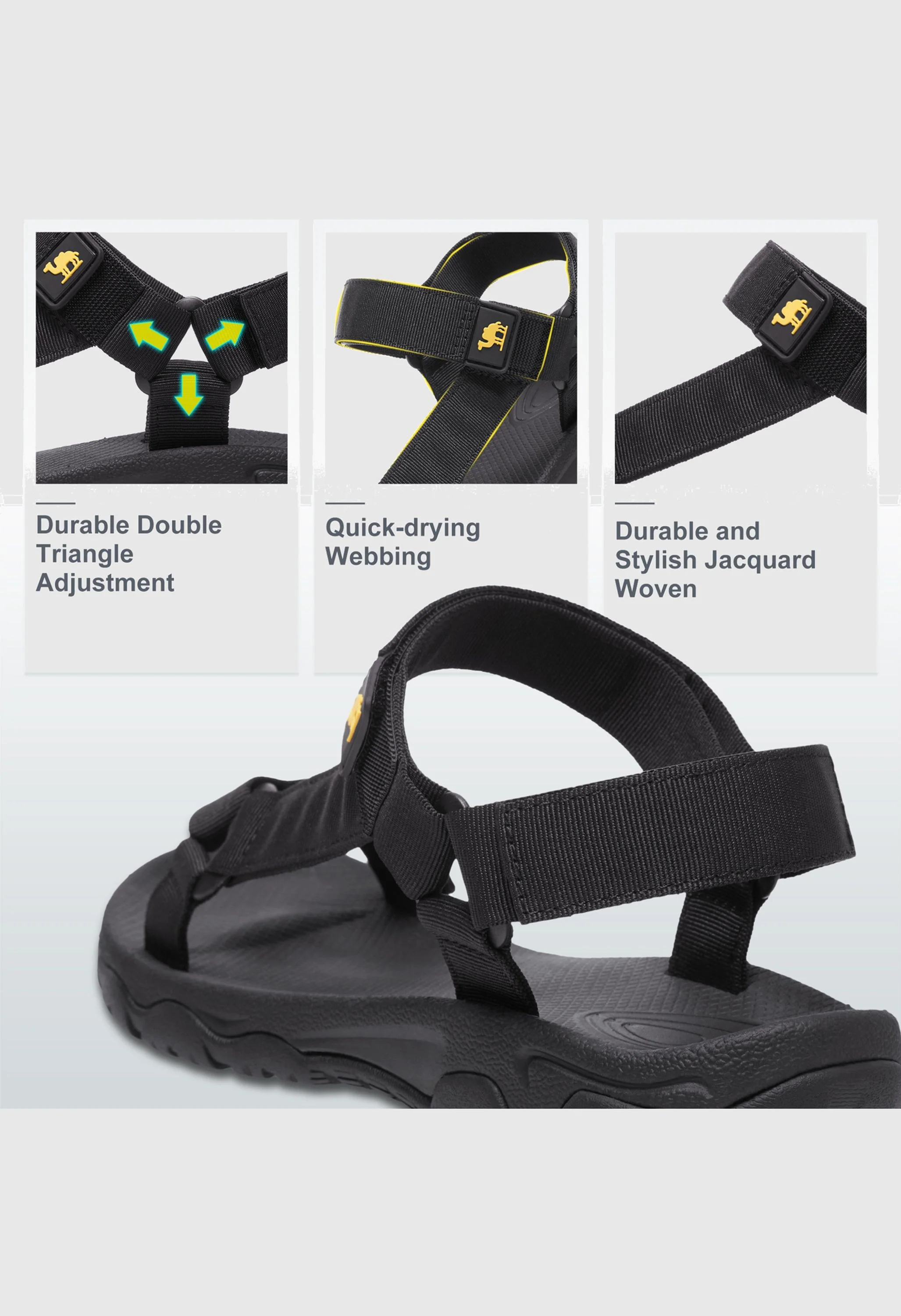 CAMEL CROWN Men's Summer Black Sports Open Toe Outdoor Sandals - Image 6