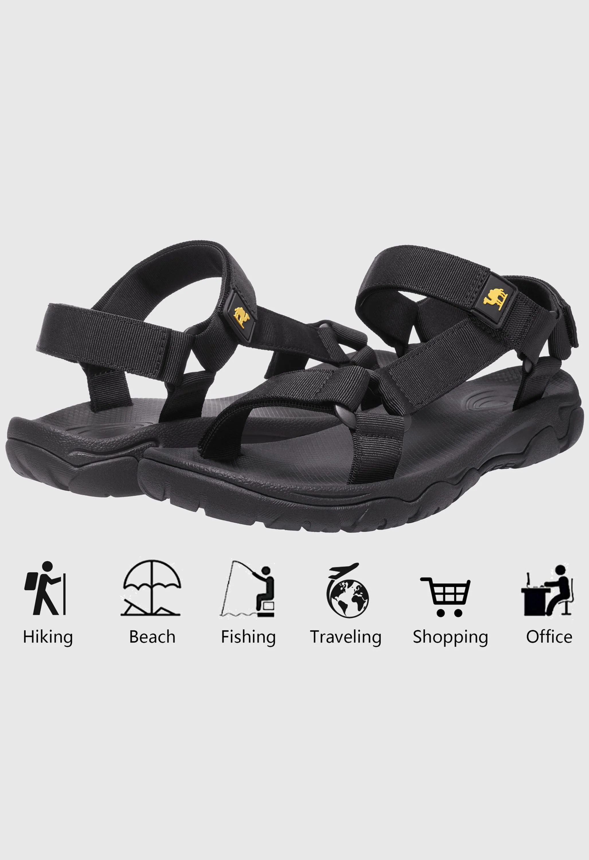 CAMEL CROWN Men's Summer Black Sports Open Toe Outdoor Sandals - Image 7