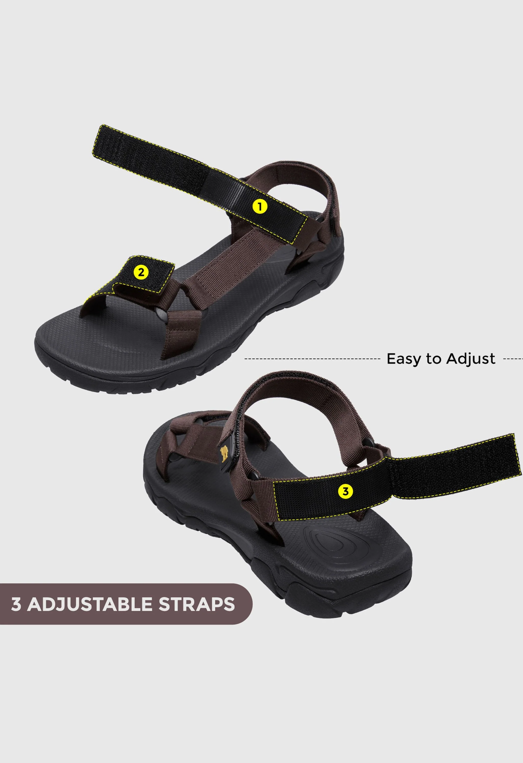 CAMEL CROWN Men's Summer Brown Sports Open Toe Outdoor Sandals - Image 2