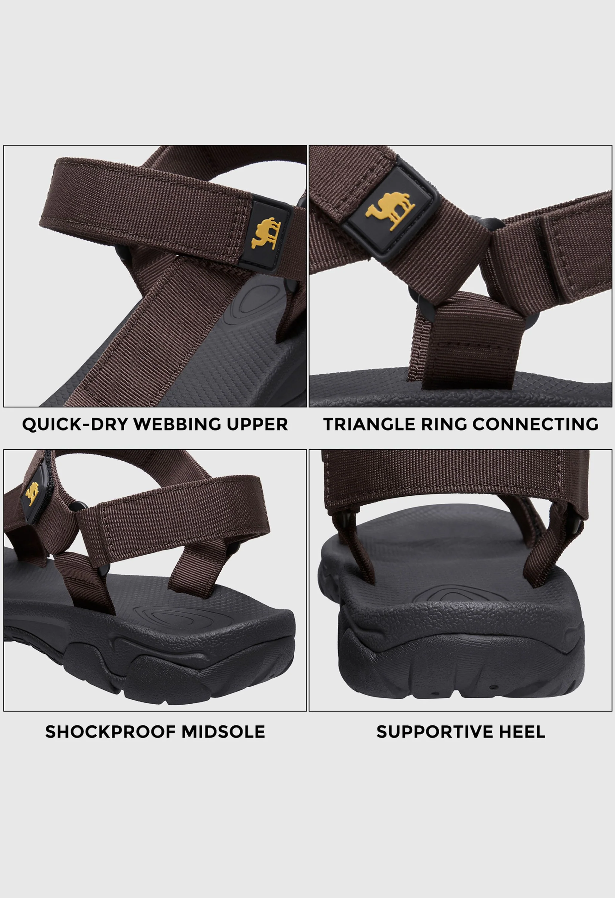 CAMEL CROWN Men's Summer Brown Sports Open Toe Outdoor Sandals - Image 4