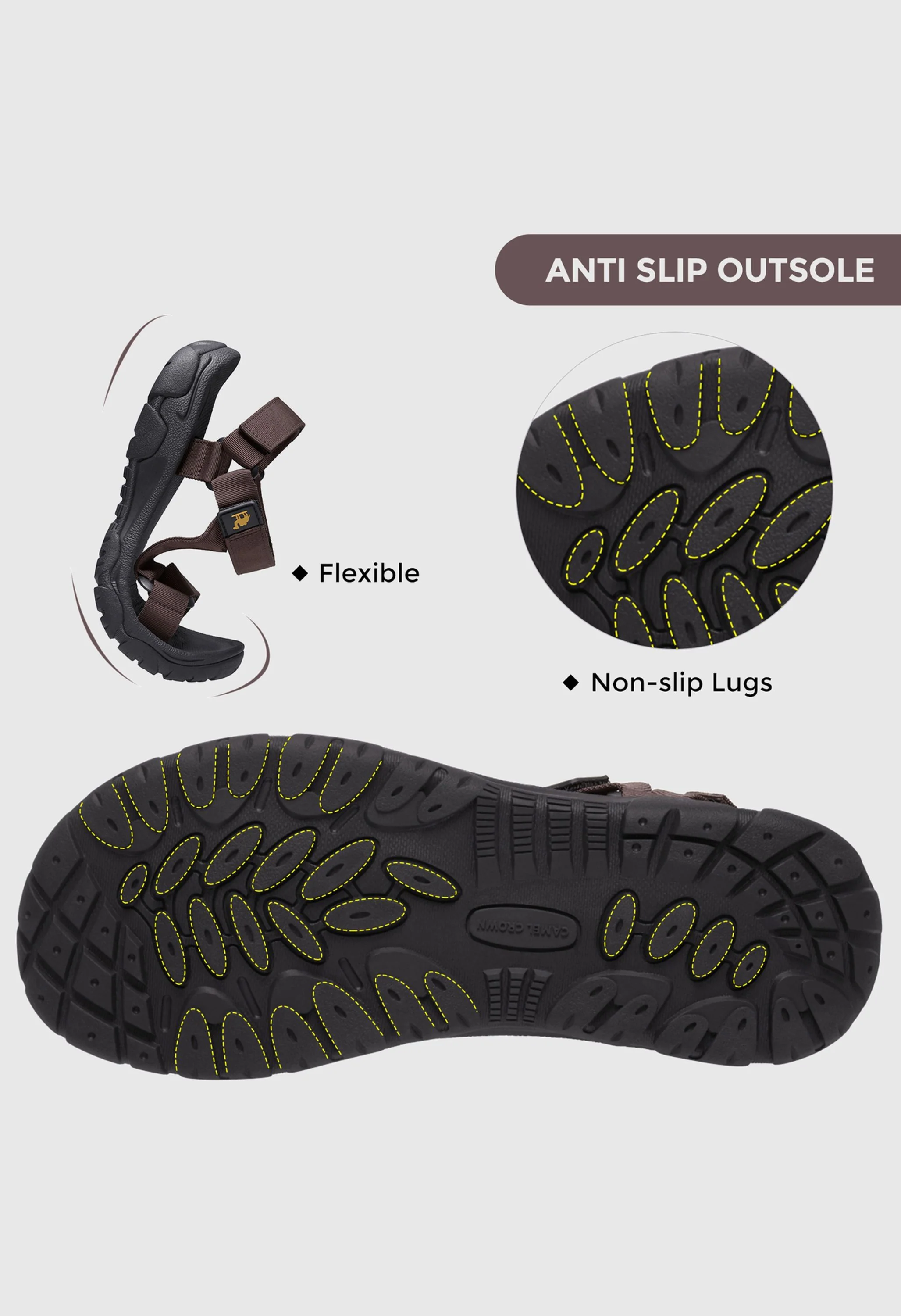 CAMEL CROWN Men's Summer Brown Sports Open Toe Outdoor Sandals - Image 5