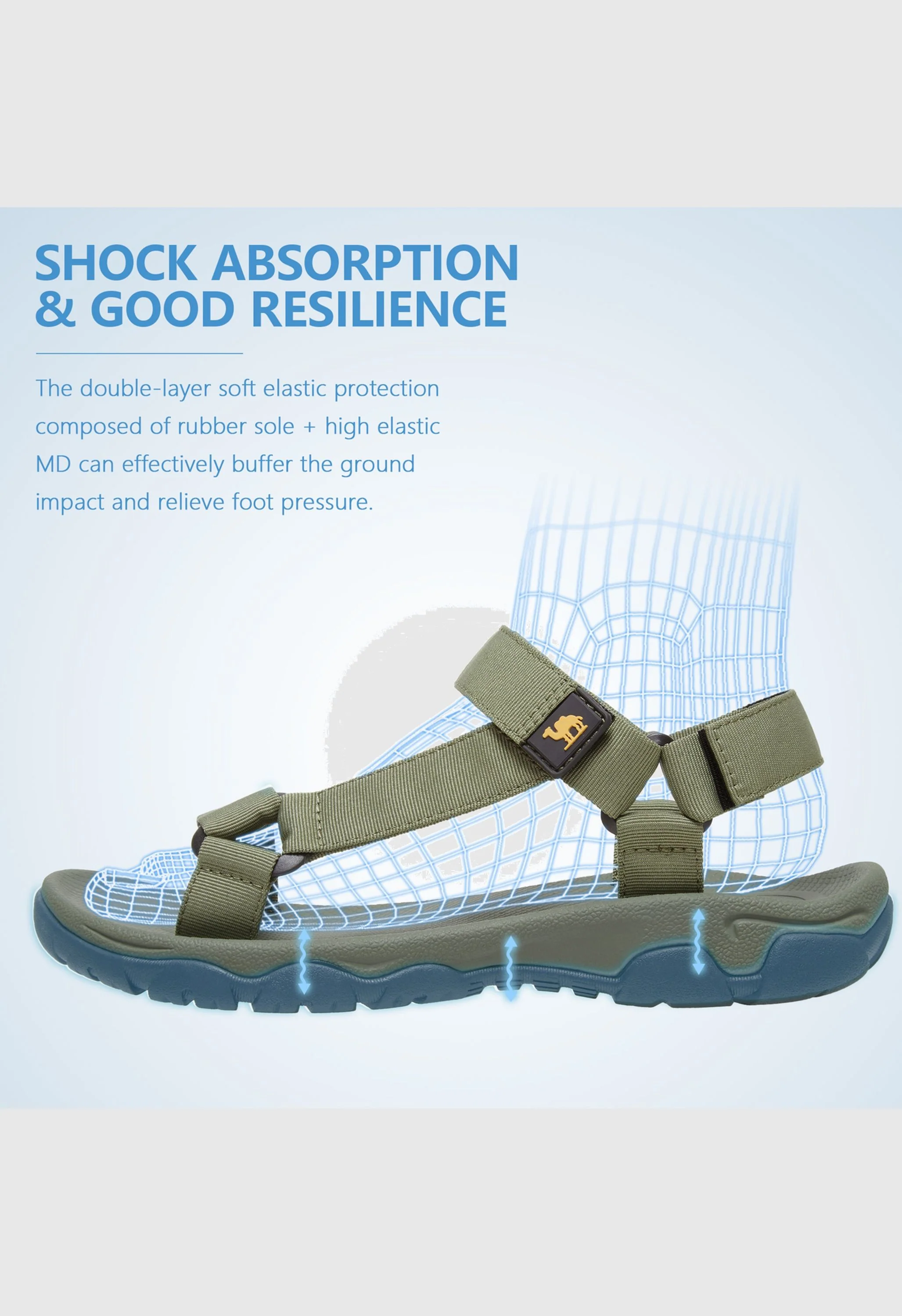 CAMEL CROWN Men's Summer Green Sports Open Toe Outdoor Sandals - Image 4