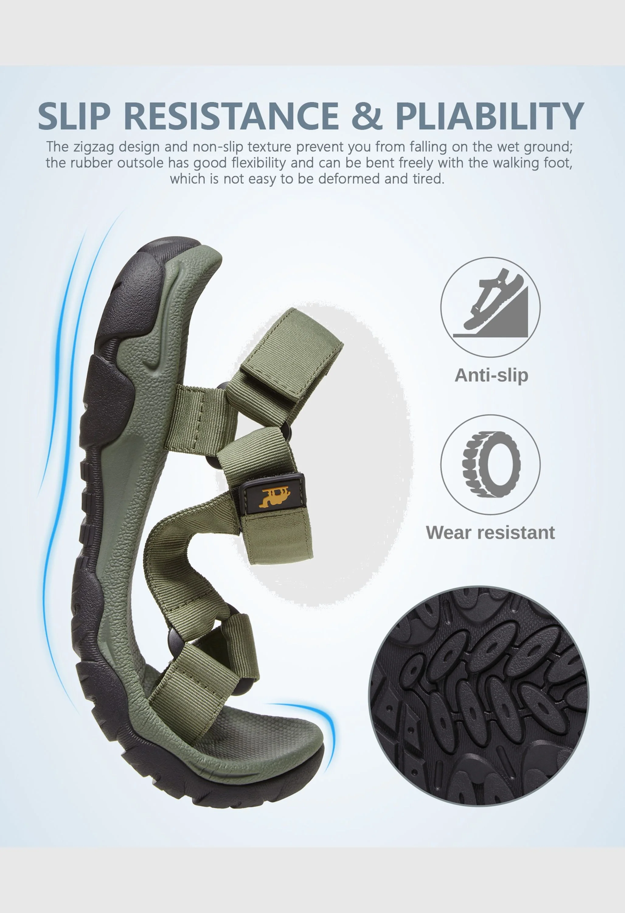CAMEL CROWN Men's Summer Green Sports Open Toe Outdoor Sandals - Image 5