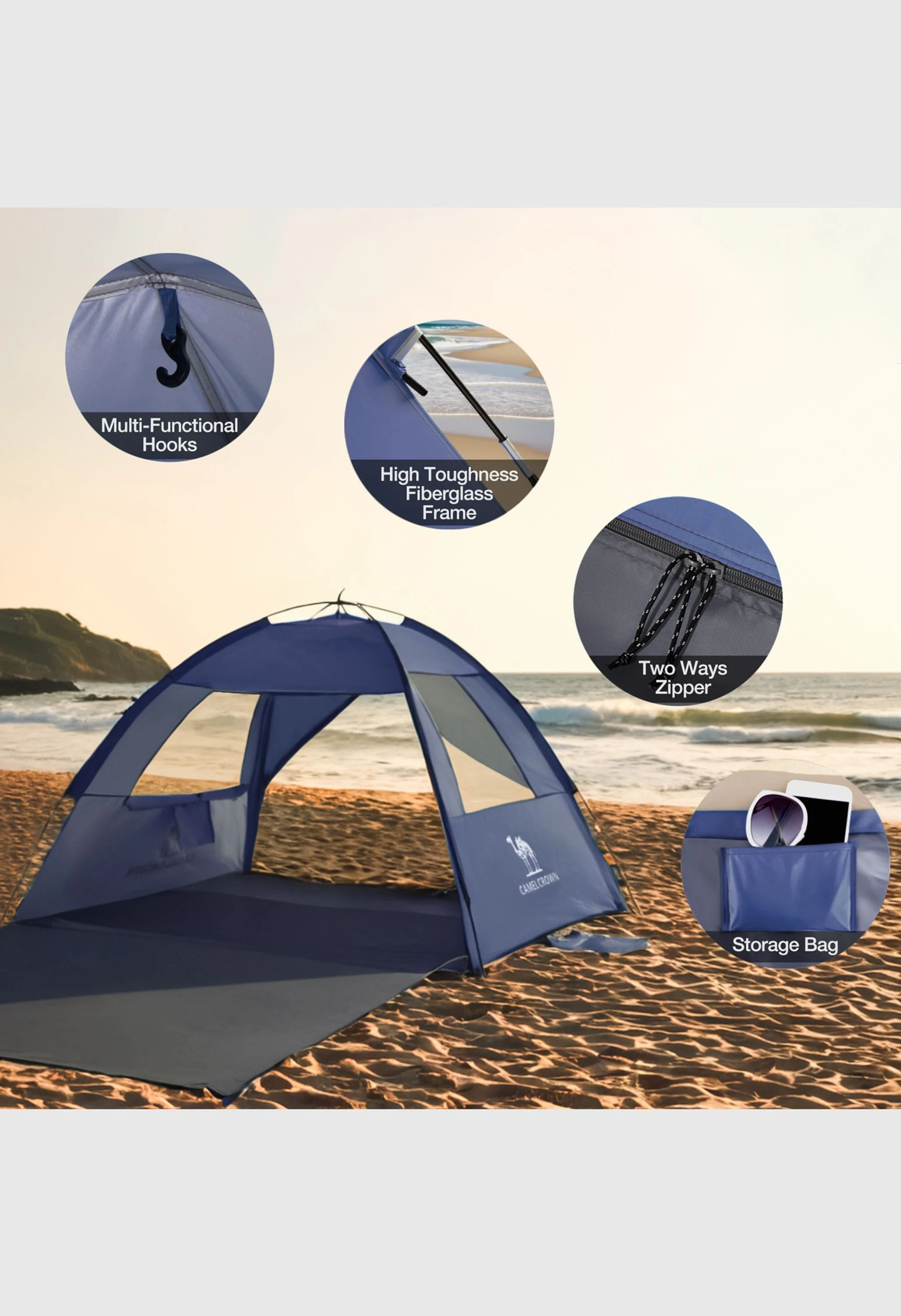 CAMEL CROWN  UPF 50+ Sun Shelter for 6 Person Lightweight Outdoor Adventures Beach Tent - Image 8