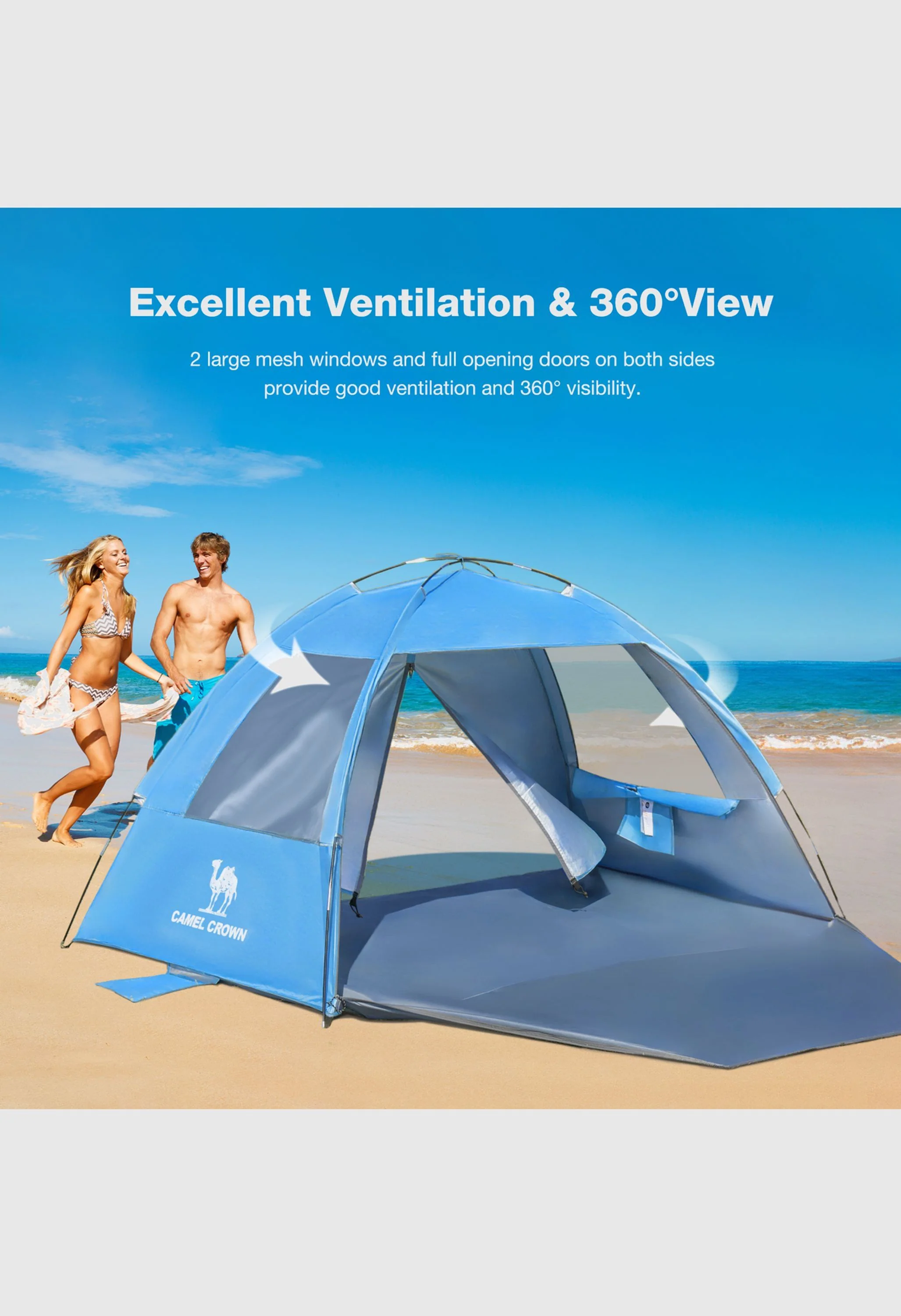 CAMEL CROWN  UPF 50+ Sun Shelter for 6 Person Lightweight Outdoor Adventures Beach Tent - Image 10