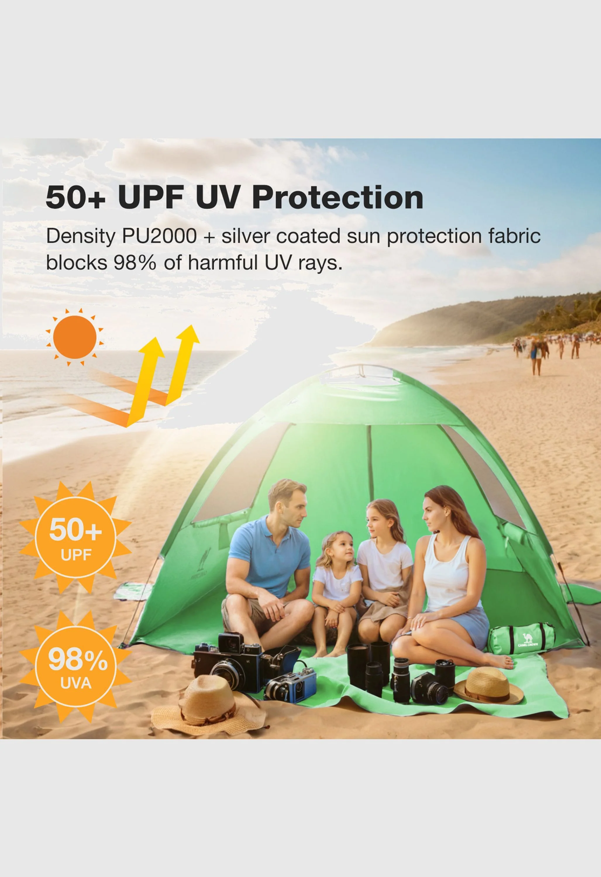 CAMEL CROWN  UPF 50+ Sun Shelter for 6 Person Lightweight Outdoor Adventures Beach Tent - Image 7