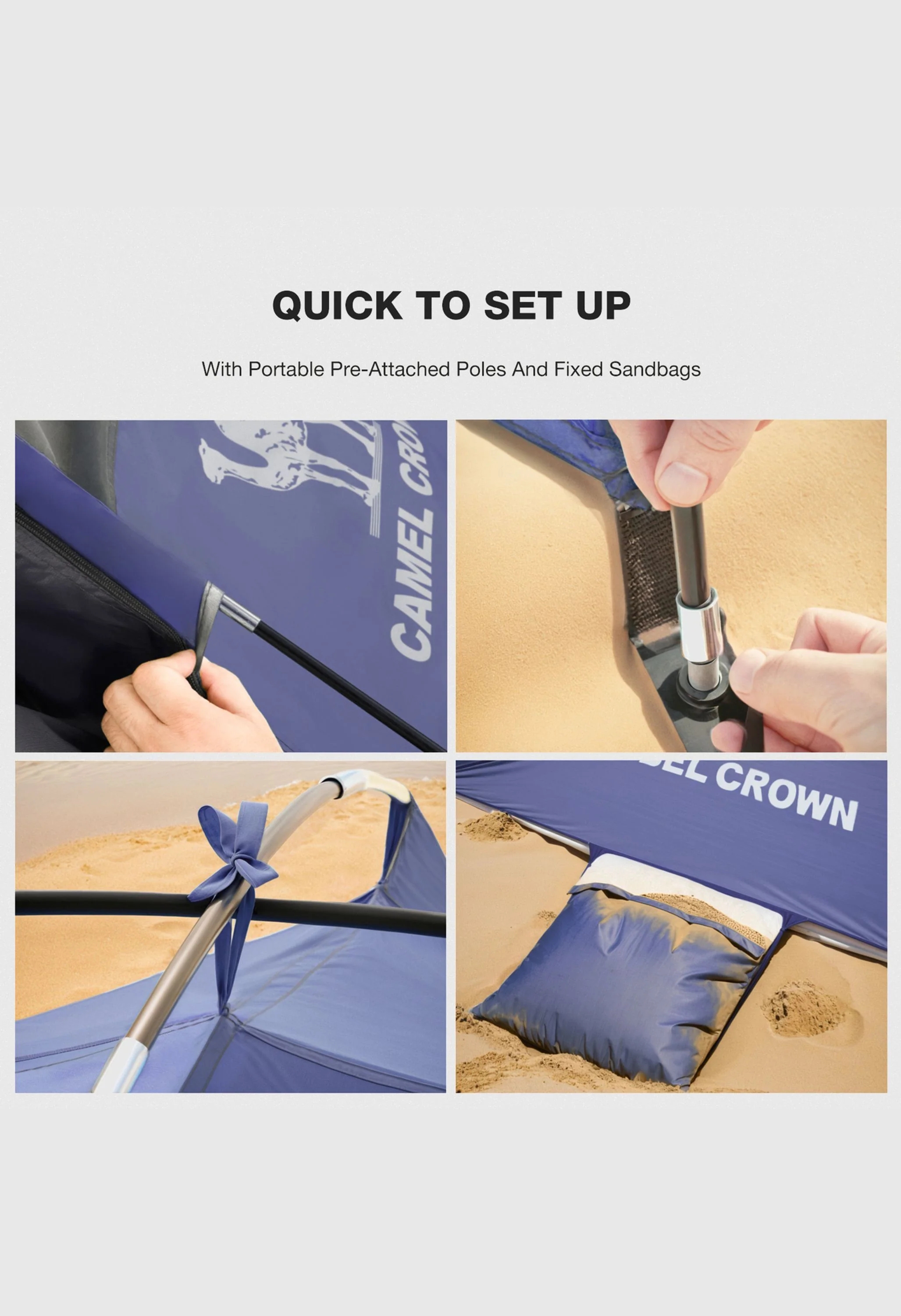 CAMEL CROWN  UPF 50+ Sun Shelter for 3 Person Lightweight Outdoor Adventures Beach Tent - Image 6