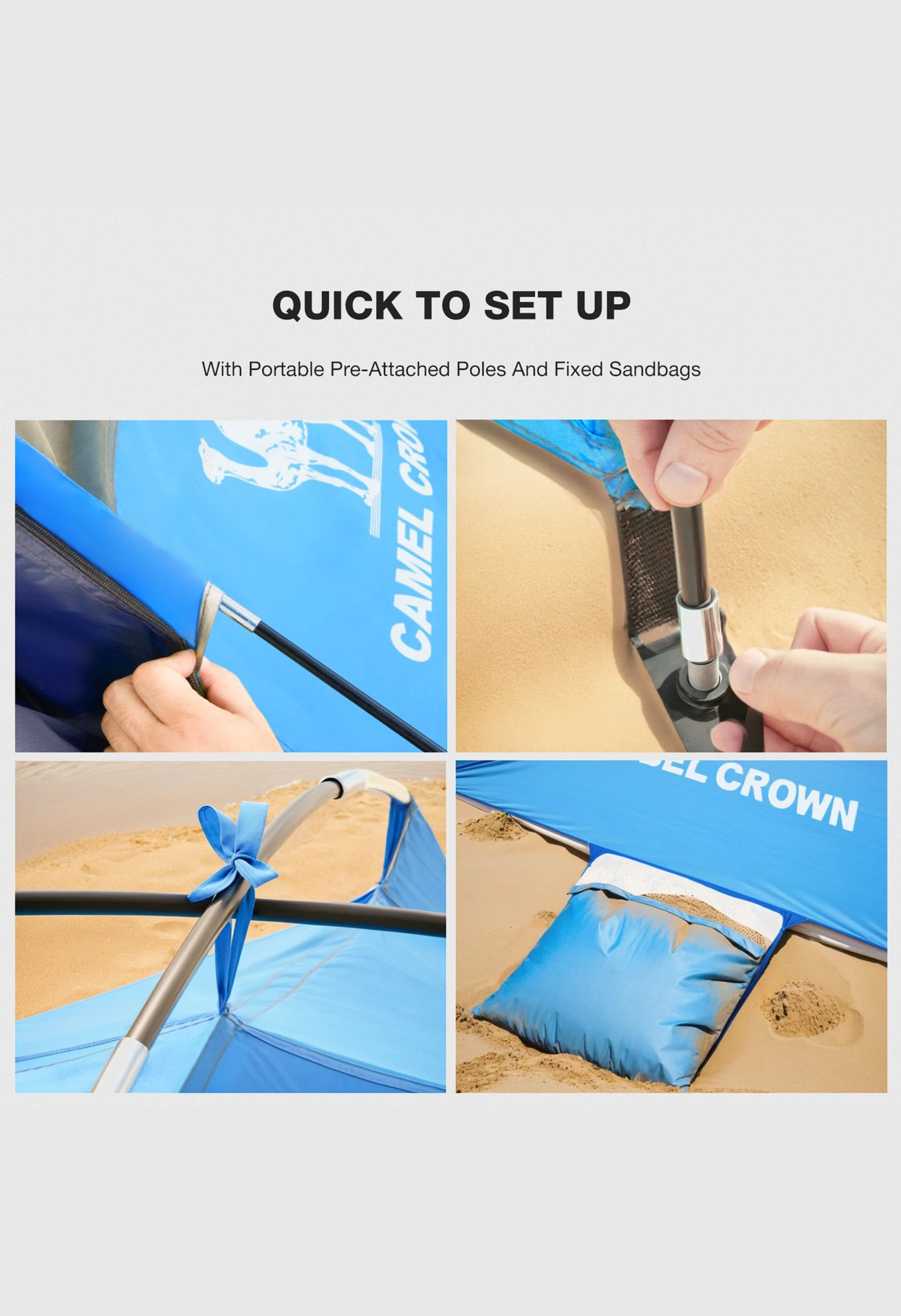 CAMEL CROWN  UPF 50+ Sun Shelter for 3 Person Lightweight Outdoor Adventures Beach Tent - Image 6