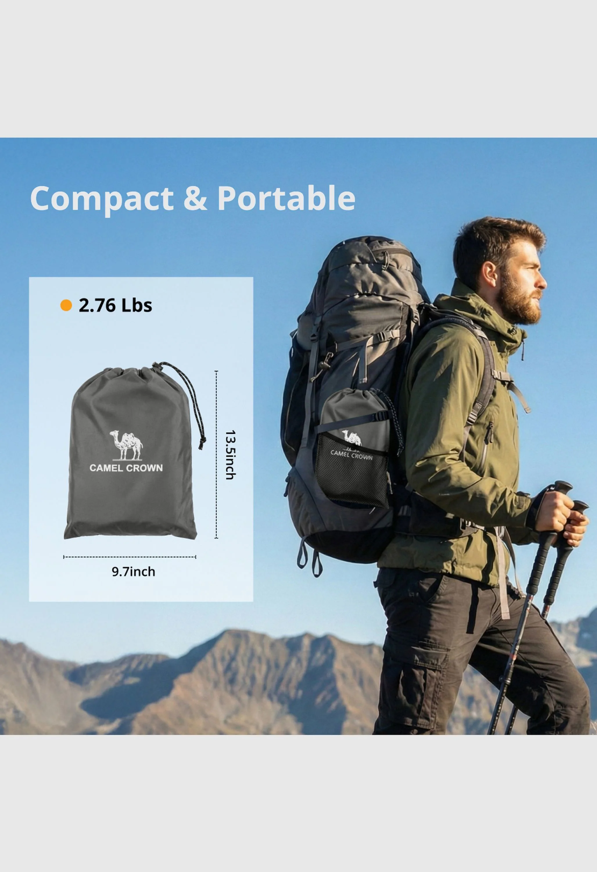 CAMEL CROWN Waterproof  Lightweight Hiking Backpacking Beach Picnic Shade Camping Tarp - Image 5