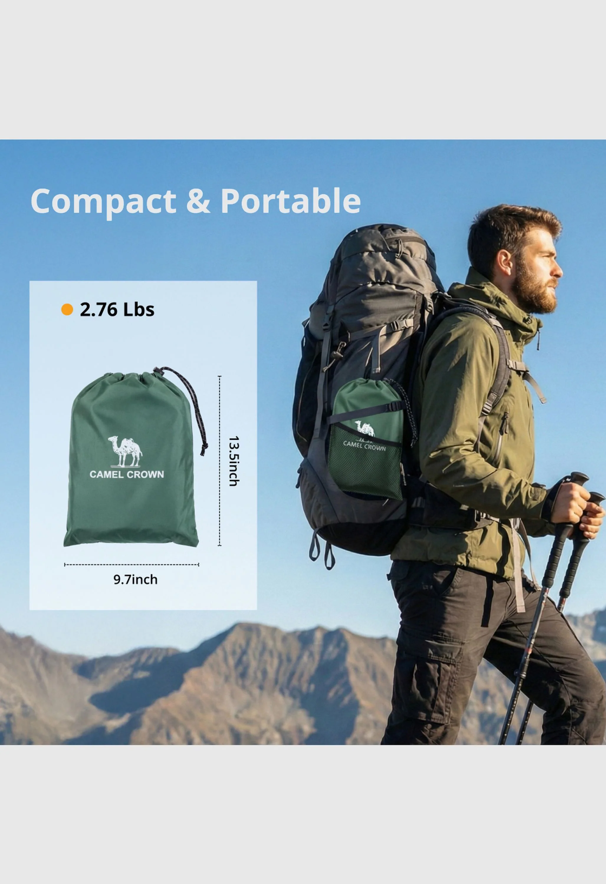CAMEL CROWN Waterproof  Lightweight Hiking Backpacking Beach Picnic Shade Camping Tarp - Image 5