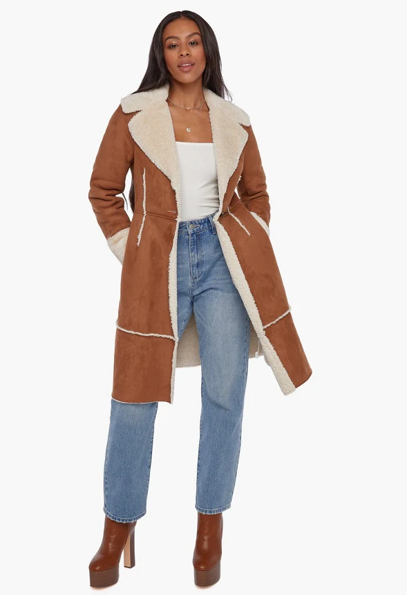 Faux Suede Shearling Coat - Image 2