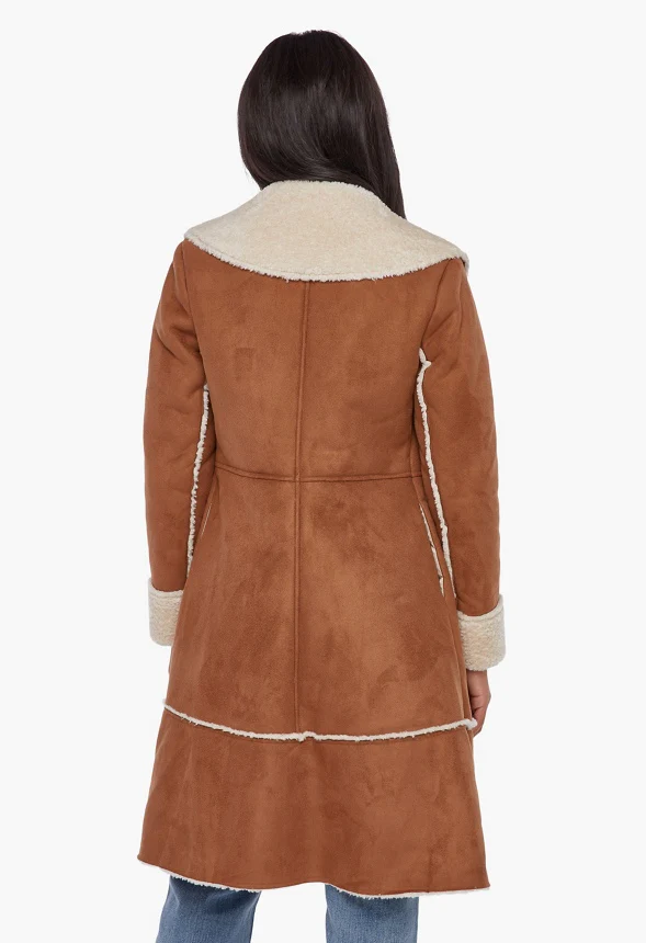 Faux Suede Shearling Coat - Image 3