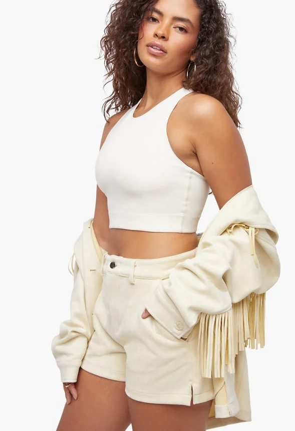 A Line Faux Suede Shorts - Image 3