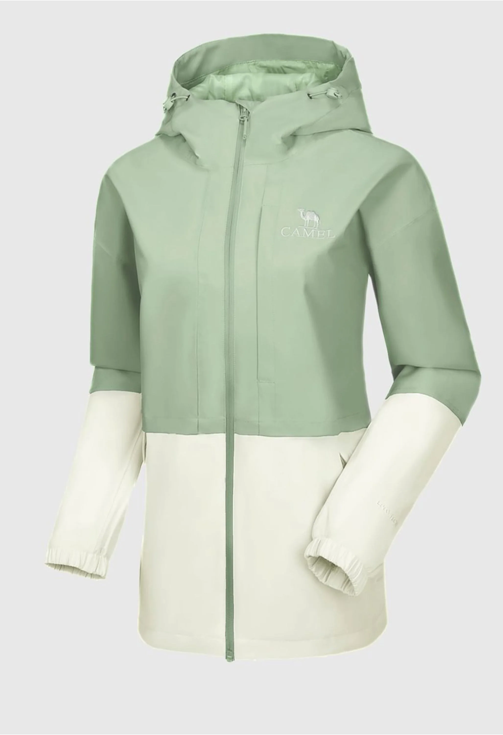 Women's Hiking Green Regular Fit Short Lightweight Waterproof Windproof Jacket - Image 3