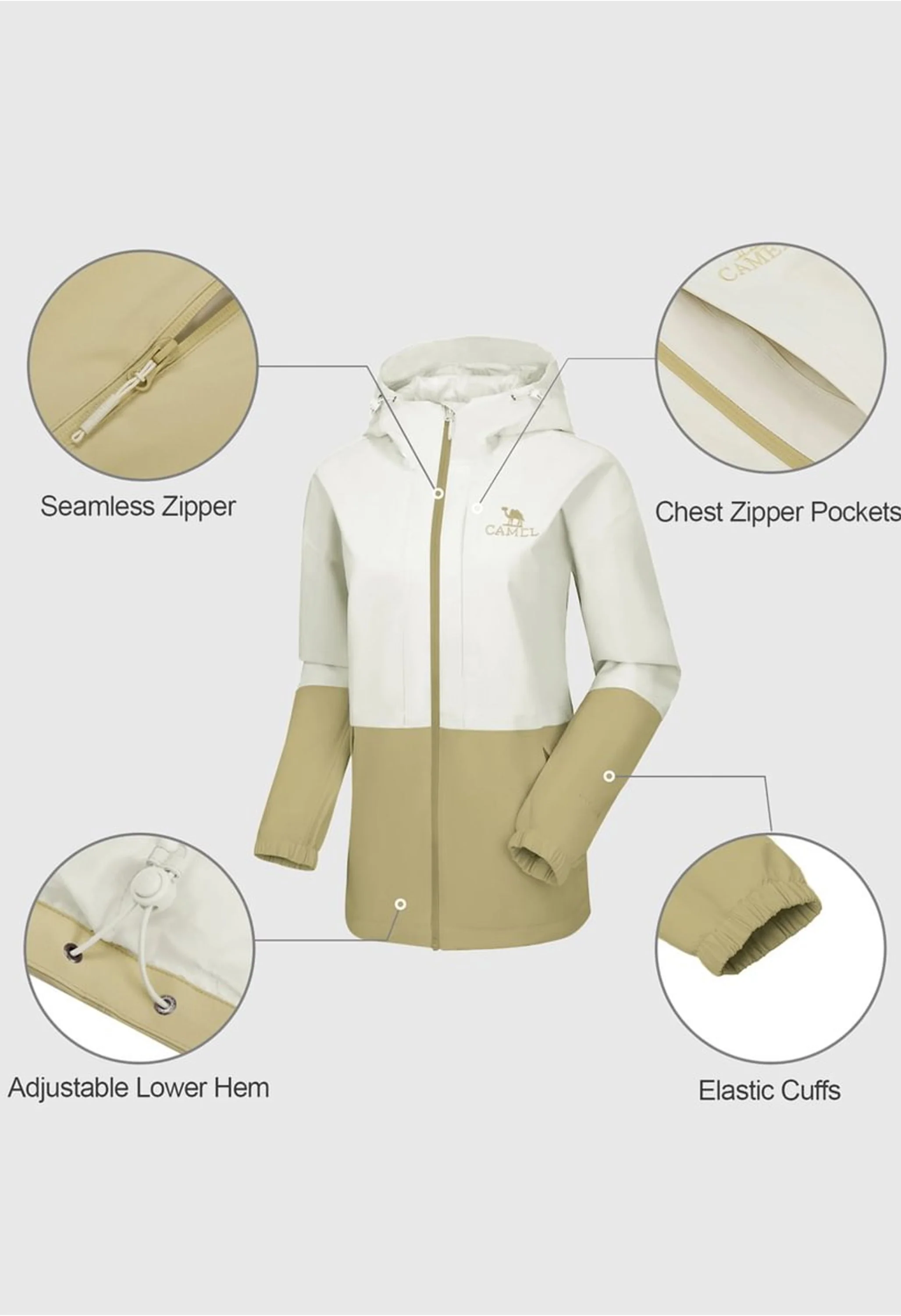 Women's Hiking Gray Regular Fit Short Lightweight Waterproof Windproof Jacket - Image 5