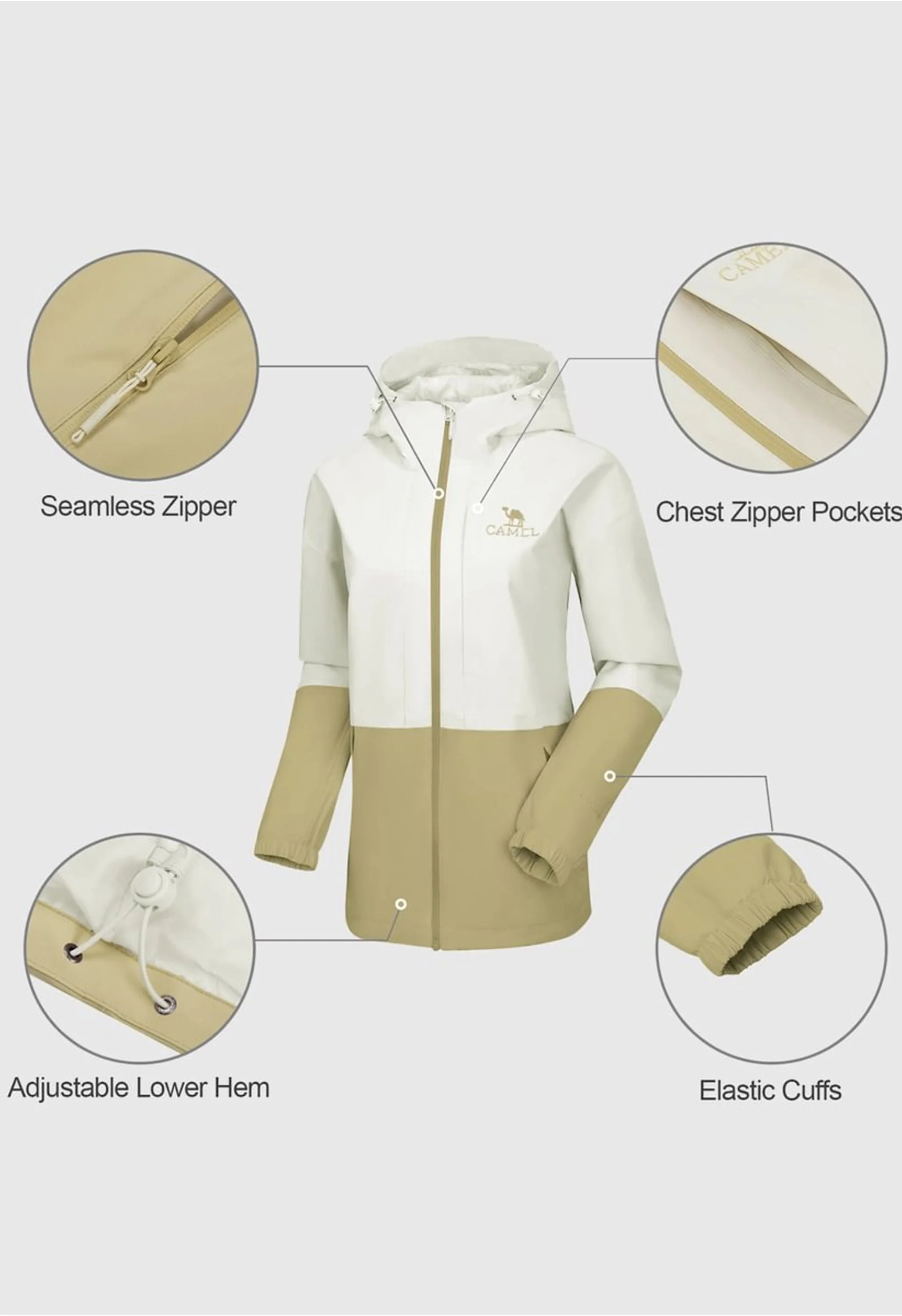 Women's Hiking Gray Regular Fit Short Lightweight Waterproof Windproof Jacket - Image 6