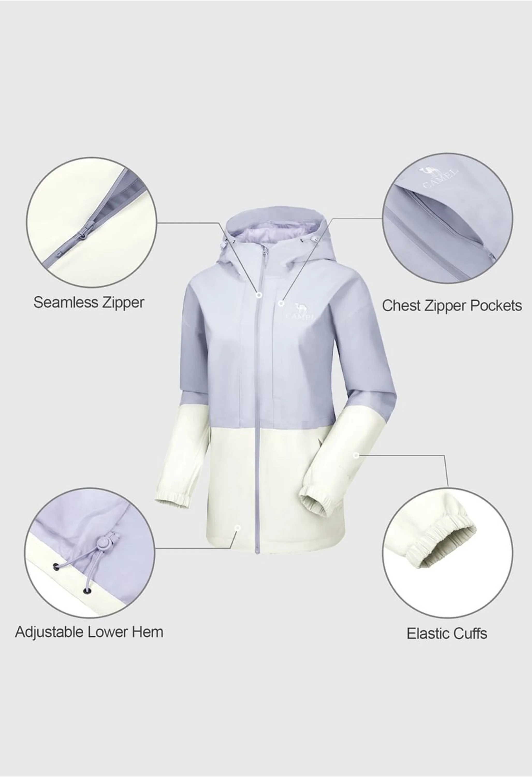 Women's Hiking Purple Regular Fit Short Lightweight Waterproof Windproof Jacket - Image 5