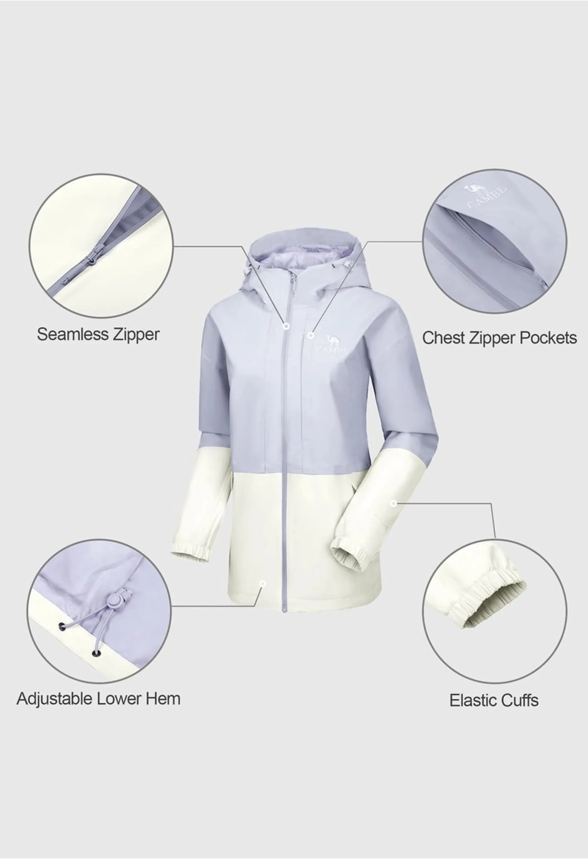 Women's Hiking Purple Regular Fit Short Lightweight Waterproof Windproof Jacket - Image 6