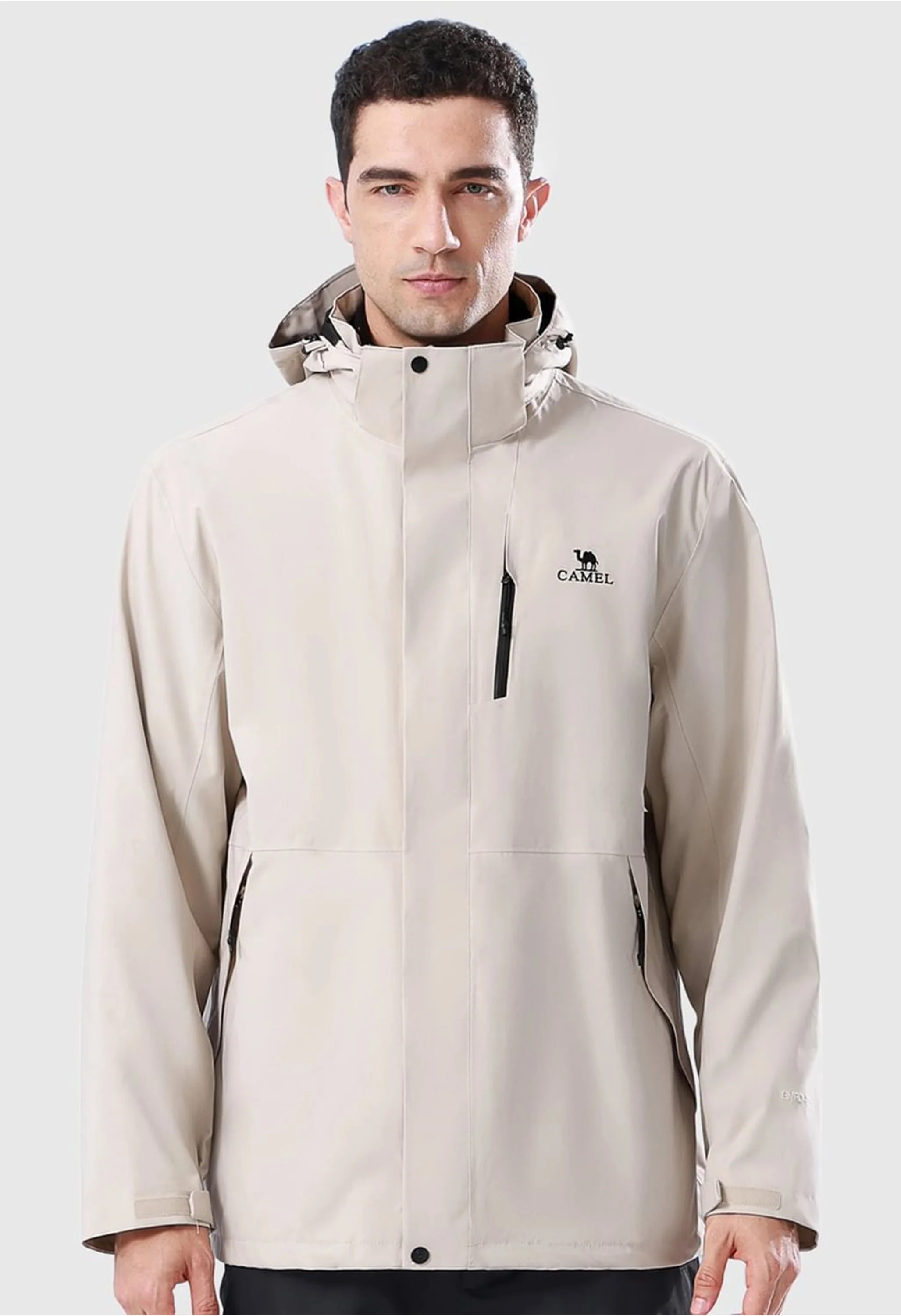 Men's Ski Gray Regular Fit Short Waterproof Windproof 3 in 1 Jacket - Image 2