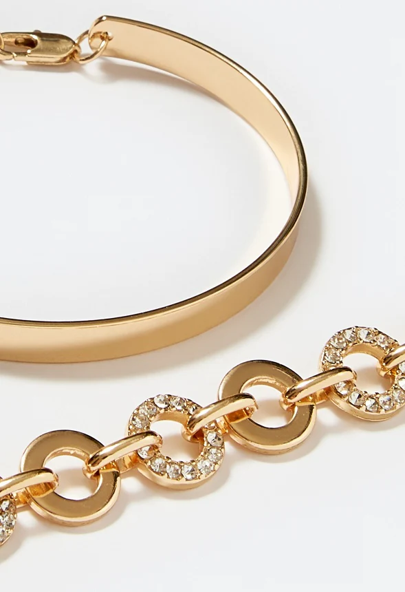 Ada Clean Bangle And Pave Ring Bracelet Set - Image 2