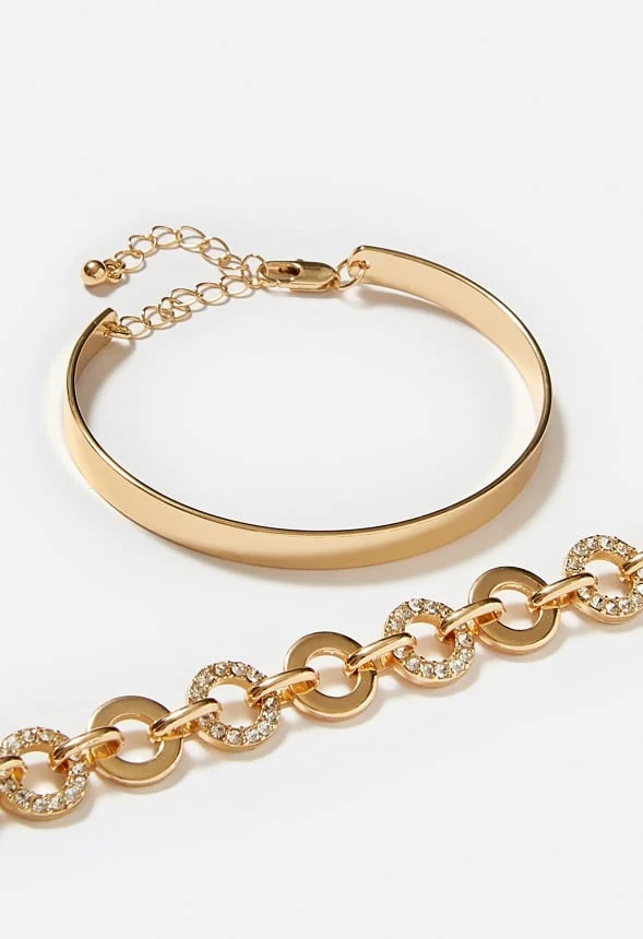 Ada Clean Bangle And Pave Ring Bracelet Set - Image 3