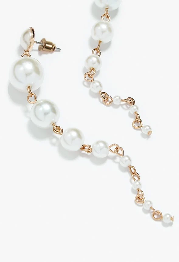 Ada Graduating Glass Pearl Drop Earrings - Image 2