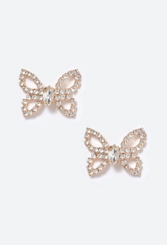 Adriana Crystal Butterfly Stud Earrings - Image 2
