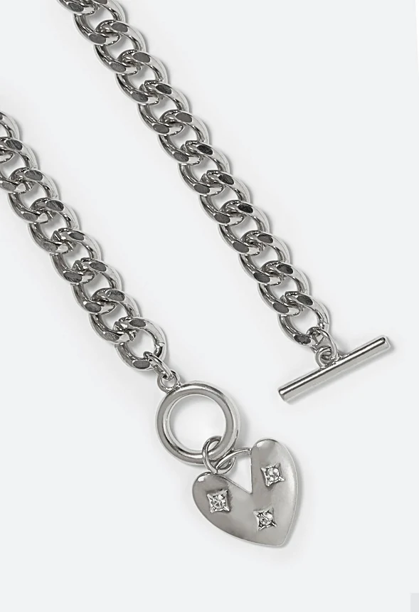 Aiko T-Bar Chain Bracelet With Glass Stones On Hea - Image 3