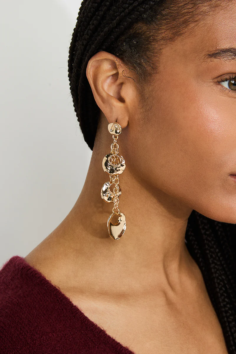 Aila Hammered Coins and Chain Dangle Earrings - Image 2