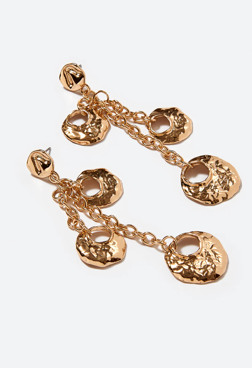 Aila Hammered Coins and Chain Dangle Earrings - Image 3