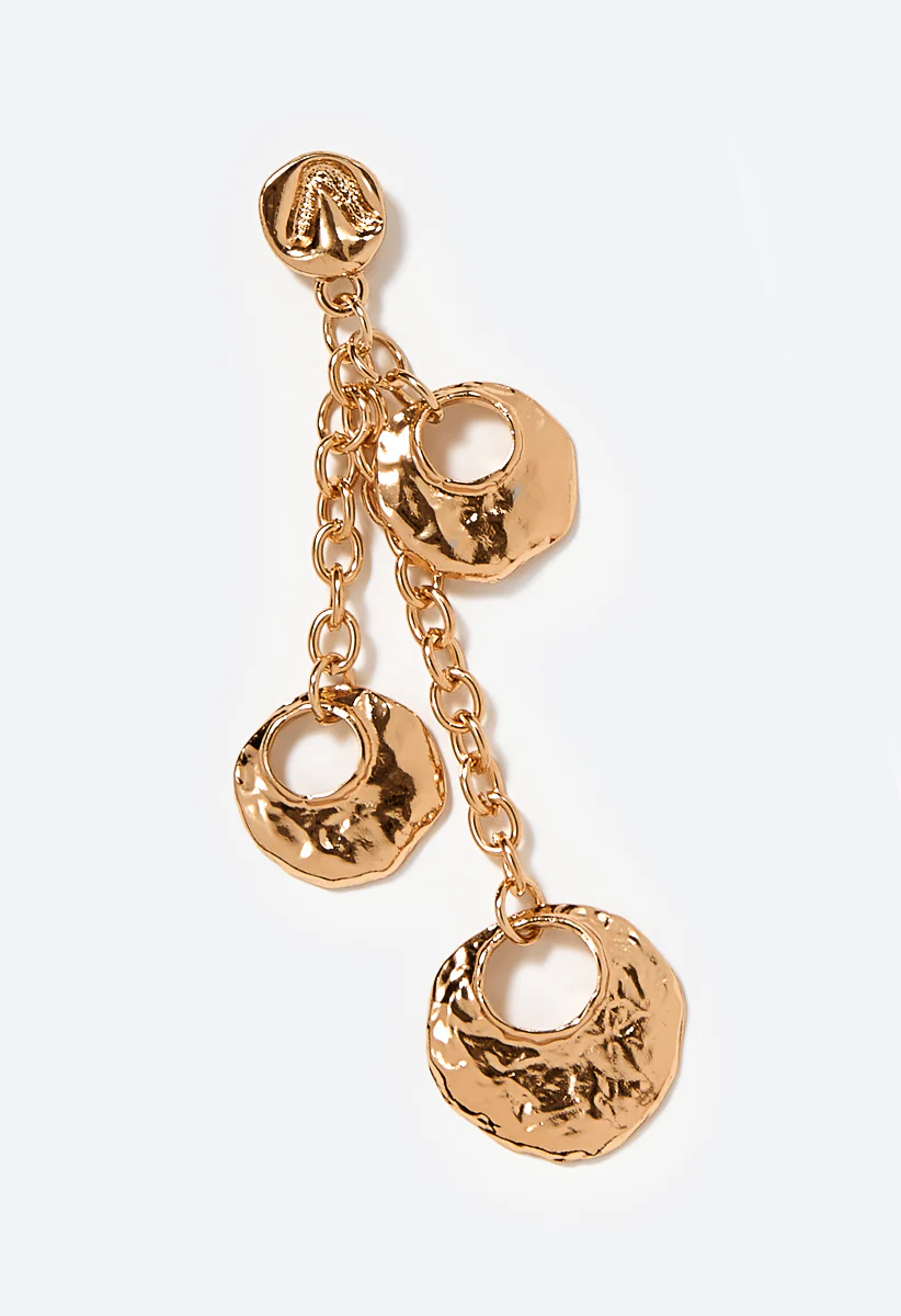 Aila Hammered Coins and Chain Dangle Earrings - Image 4